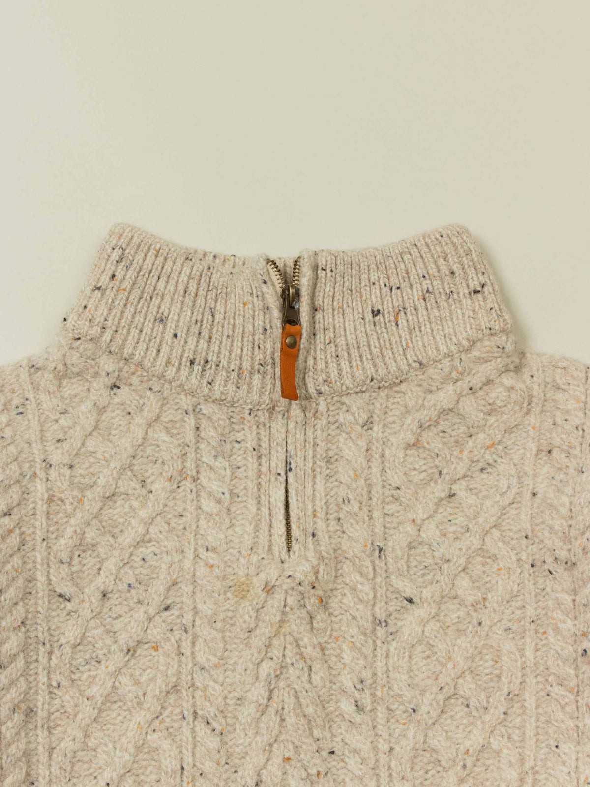 Vtg 1990s Fisherman Knit Zip Sweater – Made in Ireland (S)