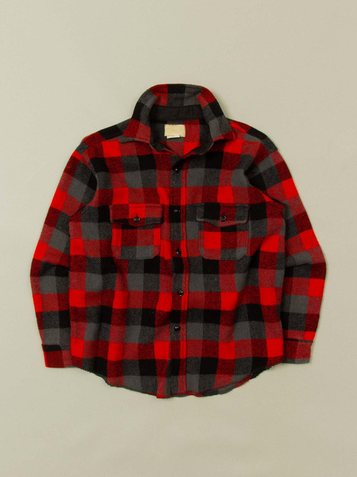 Vtg 1980s Plaid Flannel Overshirt (M)