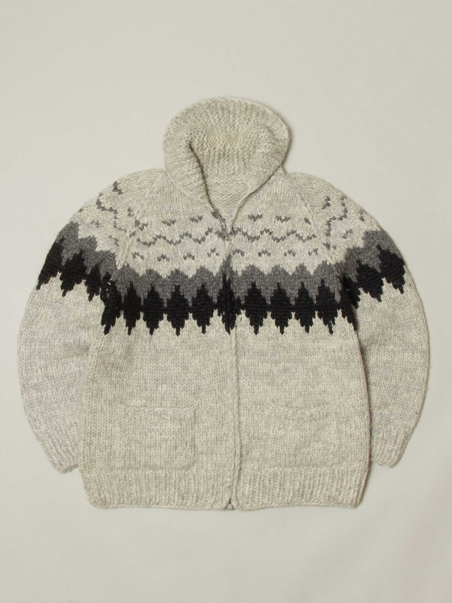 Vtg 1960s Heavy Cowichan Wool Sweater - Made in Canada (L)