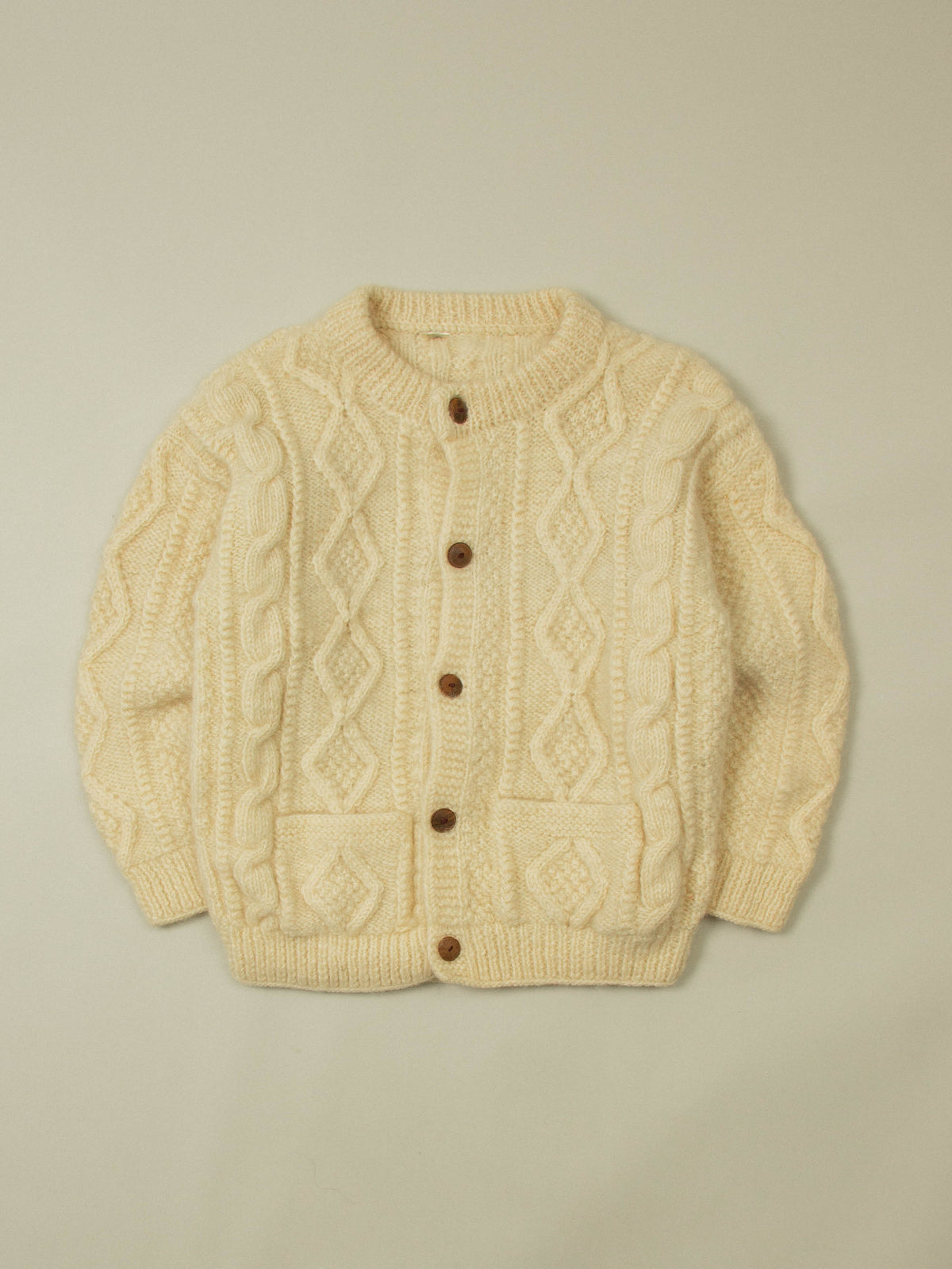 Vtg Knitted Wool Cardigan - Made in Nepal (M)