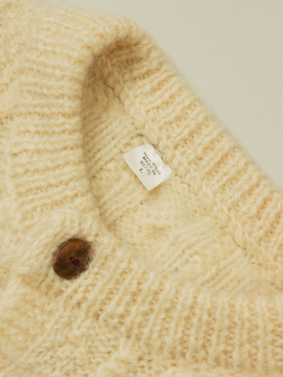 Vtg Knitted Wool Cardigan - Made in Nepal (M)