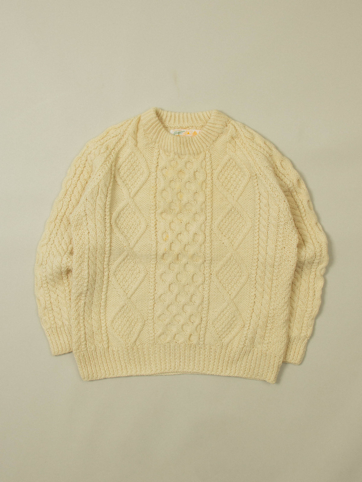 Vtg 1970s Fisherman Knit Sweater - Made in Ireland (L)