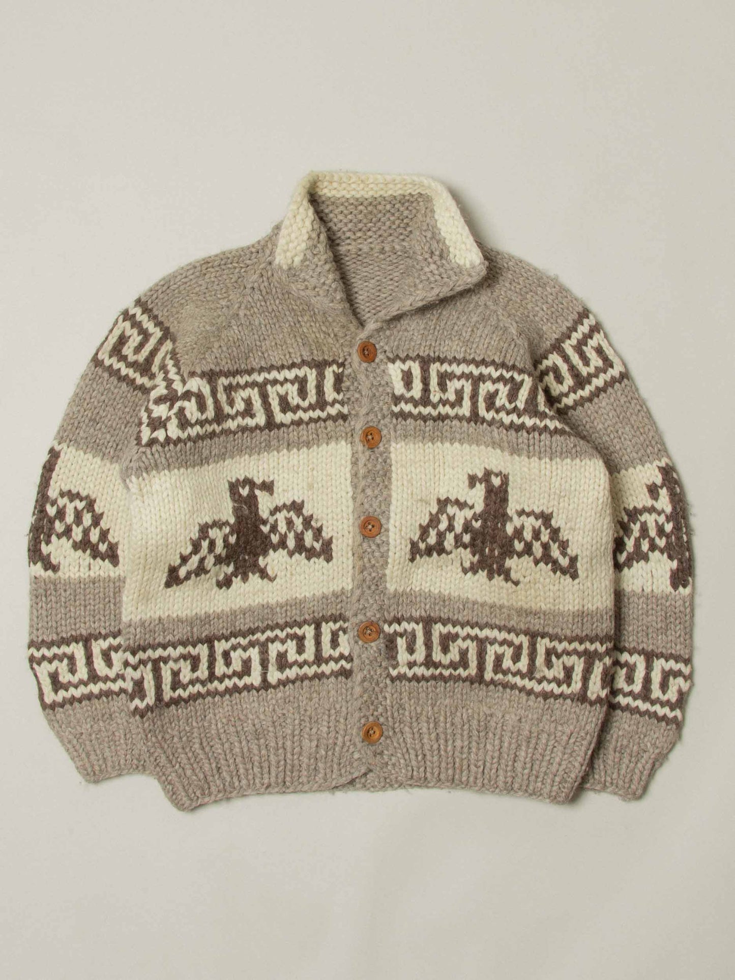 Vtg 1970s Cowichan 'Thunderbird' Wool Knit Cardigan  (M/L)