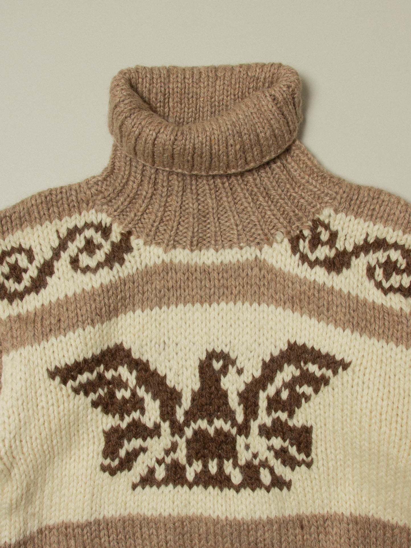 Vtg 1980s Heavy Cowichan Wool Roll Neck (S)