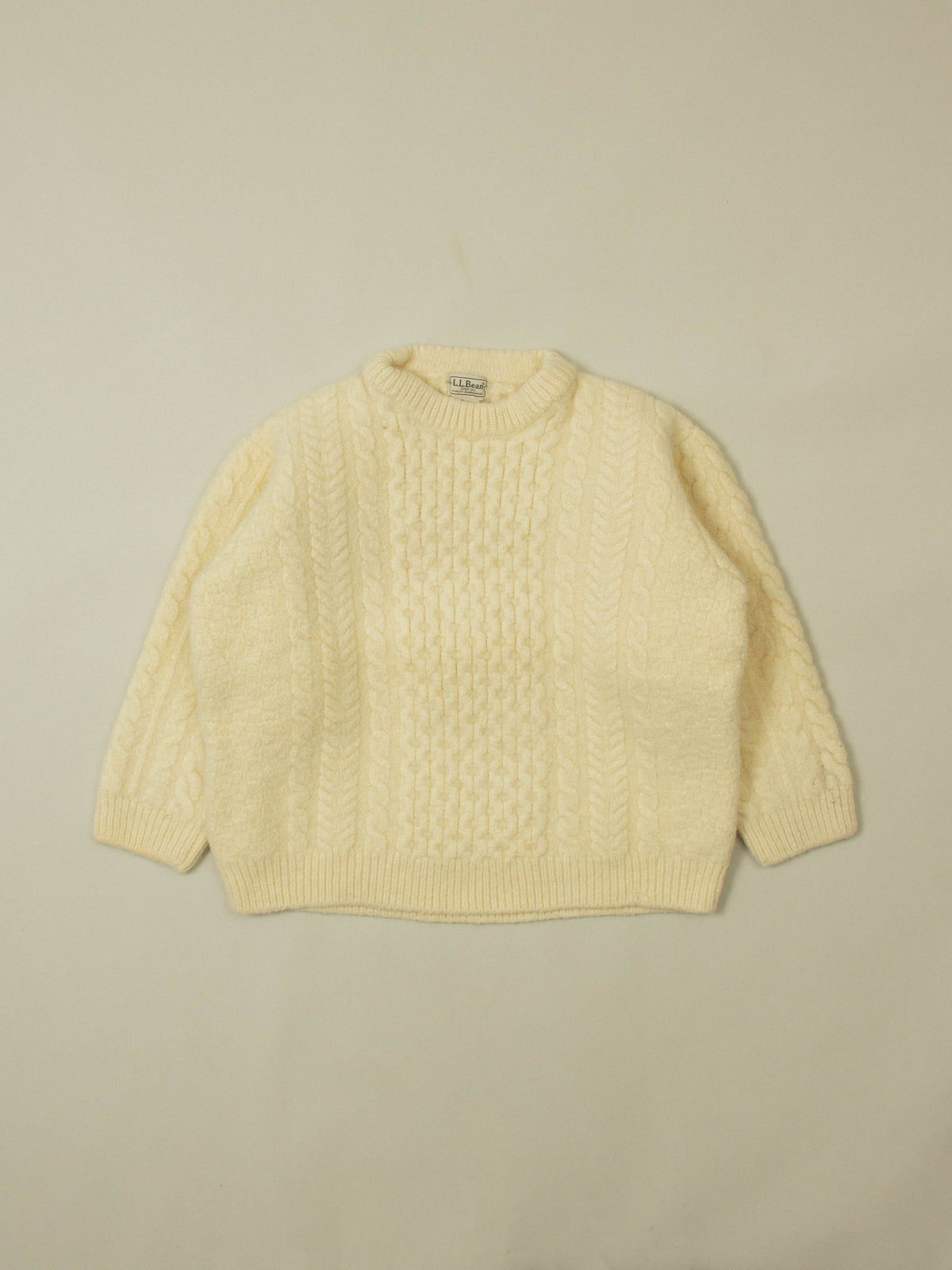 Vtg 1990s L.L.Bean Fisherman Wool Sweater - Made in Ireland (XS)