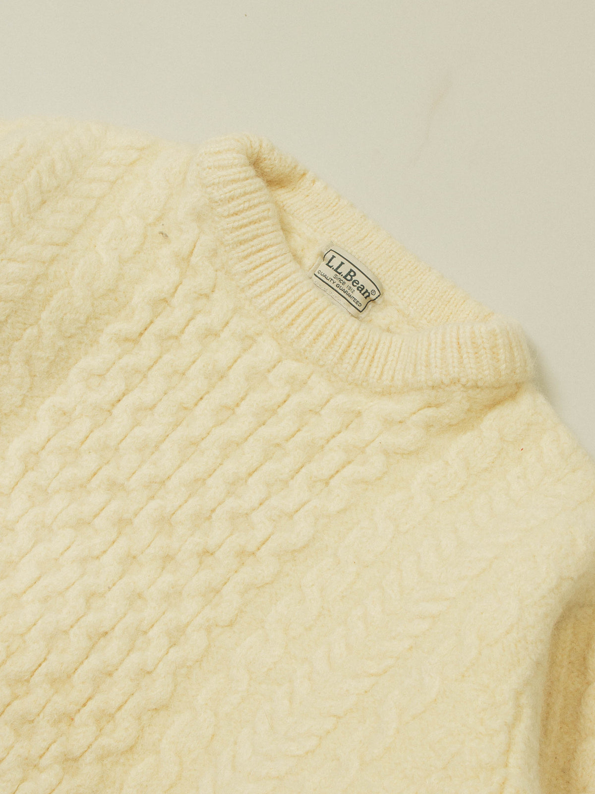 Vtg 1990s L.L.Bean Fisherman Wool Sweater - Made in Ireland (XS)