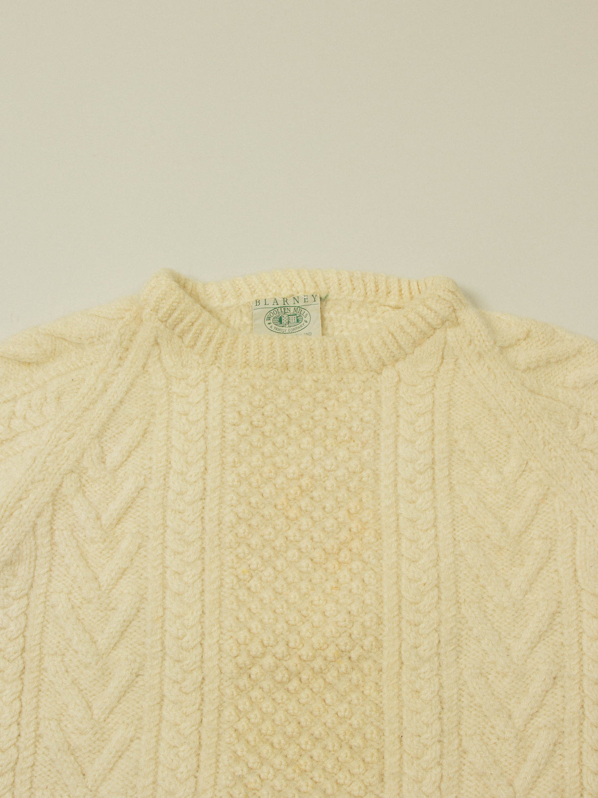 Vtg 1980s Fisherman Knit Wool Sweater - Made in Ireland (L)