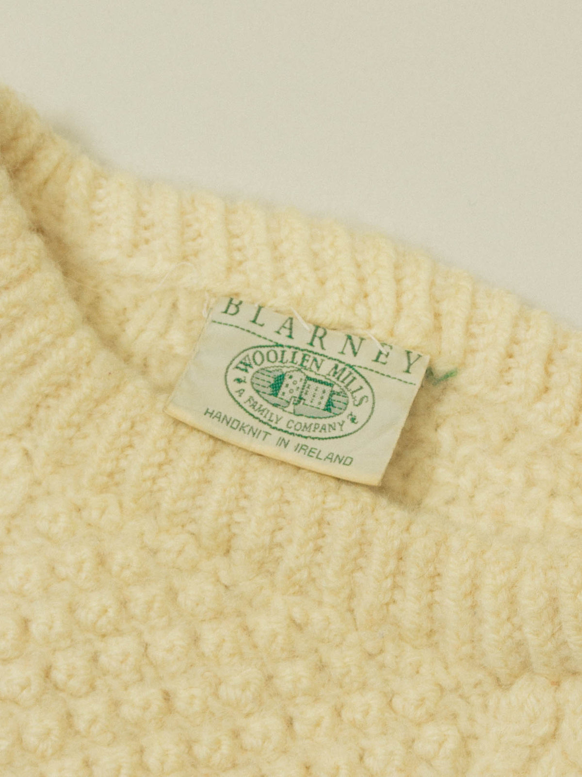 Vtg 1980s Fisherman Knit Wool Sweater - Made in Ireland (L)