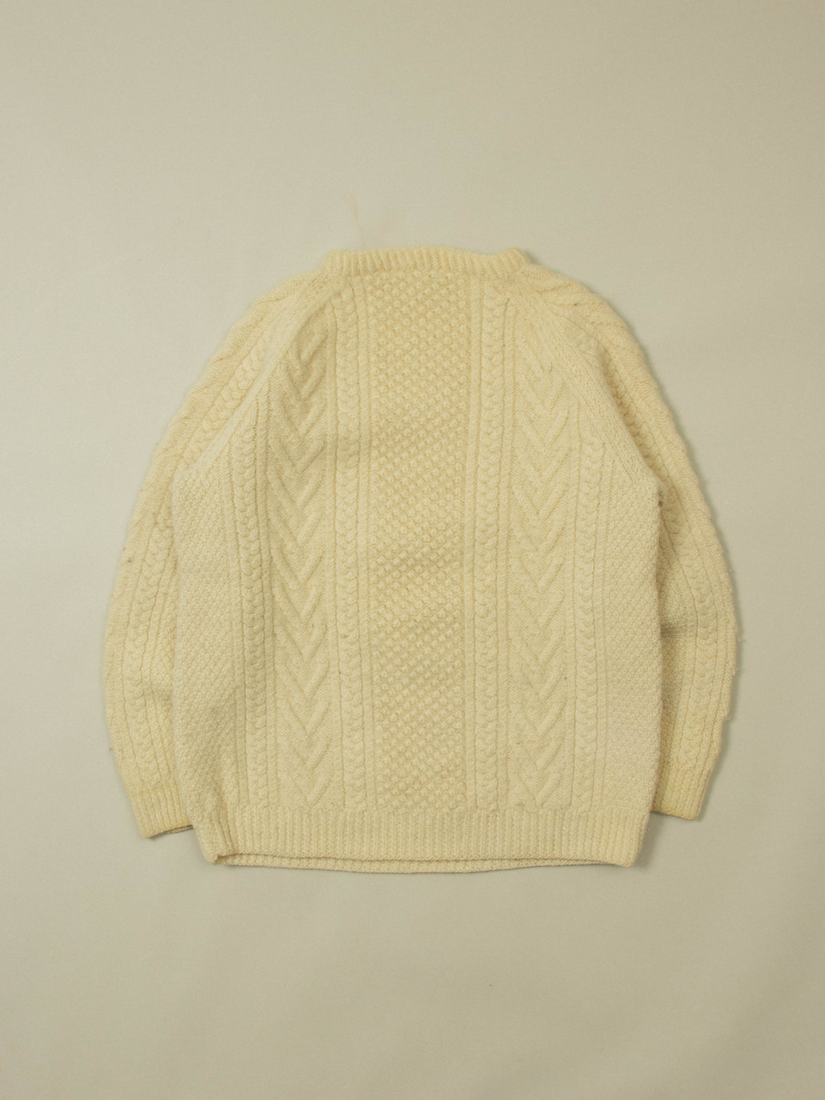 Vtg 1980s Fisherman Knit Wool Sweater - Made in Ireland (L)