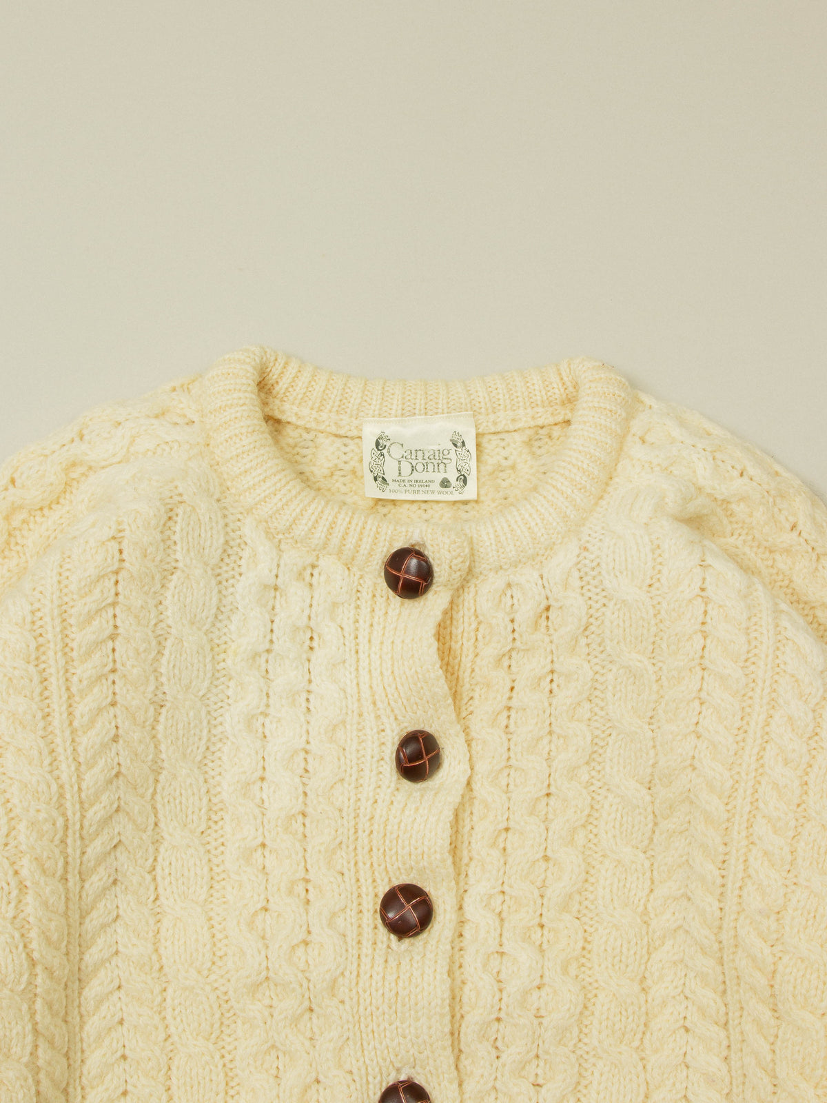 Vtg 1980s Wool Knit Cardigan - Made in Ireland (Women's L)