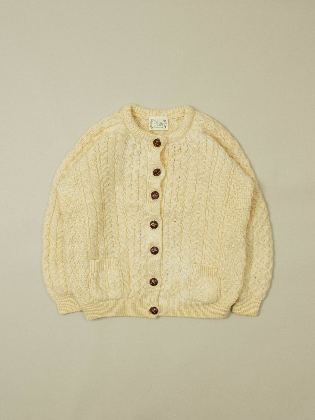 Vtg 1980s Wool Knit Cardigan - Made in Ireland (Women's L)