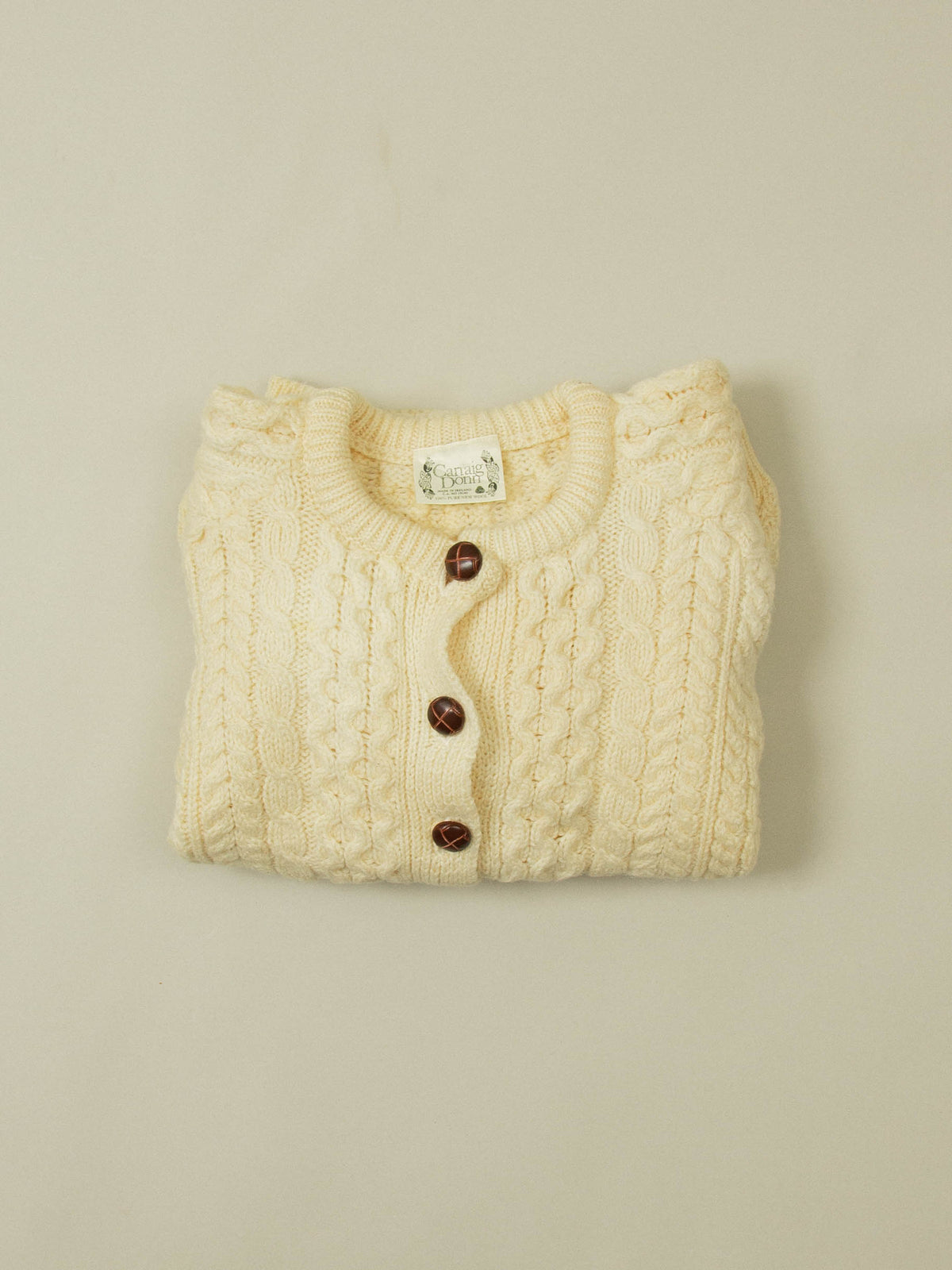 Vtg 1980s Wool Knit Cardigan - Made in Ireland (Women's L)