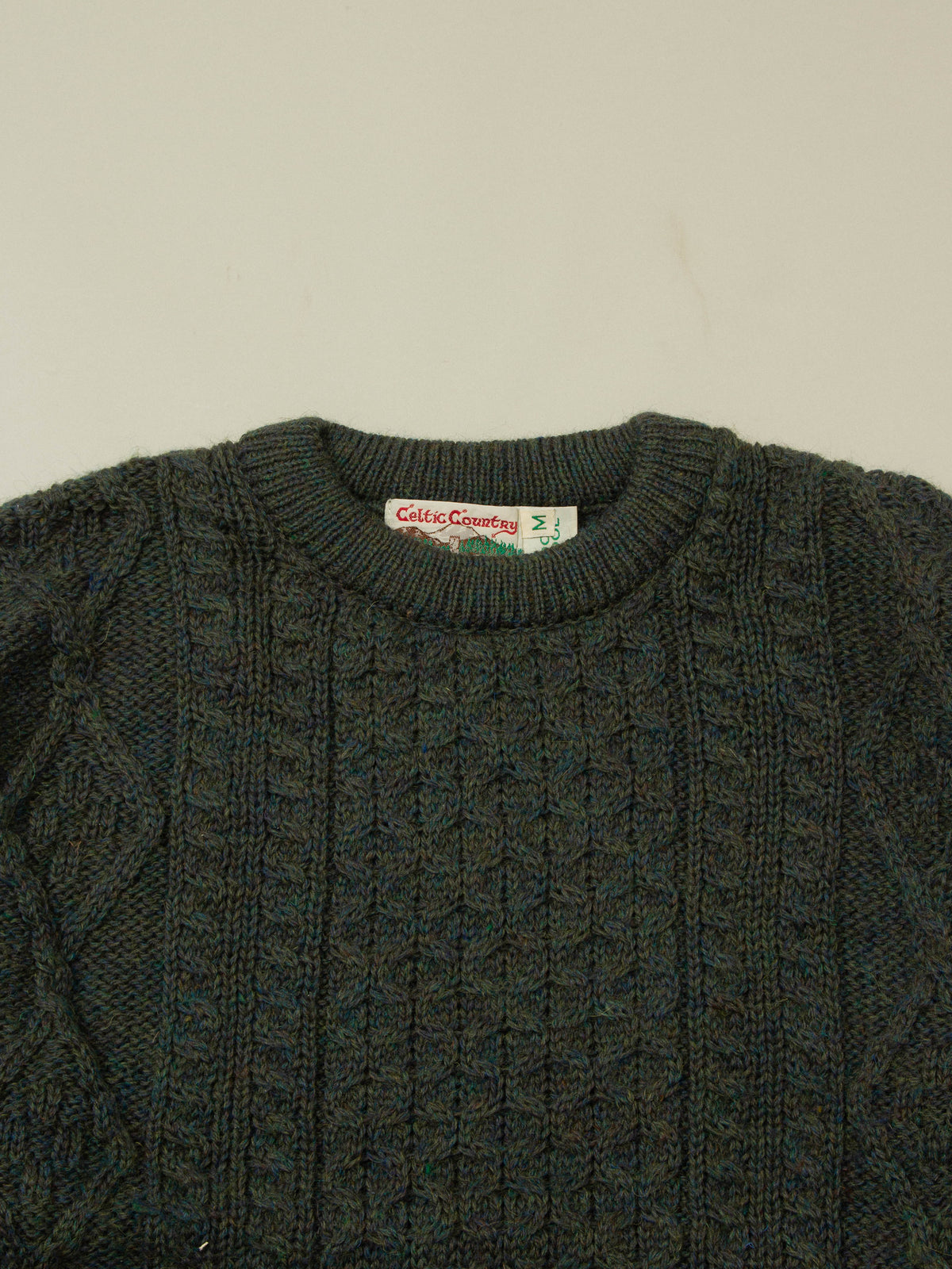 Vtg 1990s Celtic Country Knitted Wool Sweater - Made in Ireland (L)