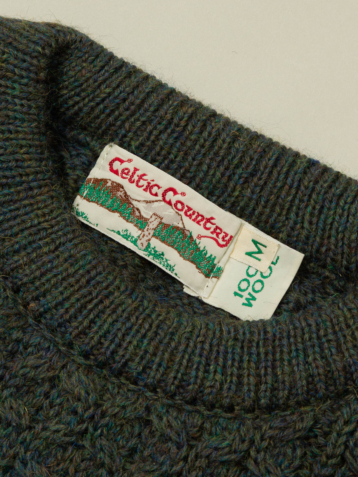 Vtg 1990s Celtic Country Knitted Wool Sweater - Made in Ireland (L)