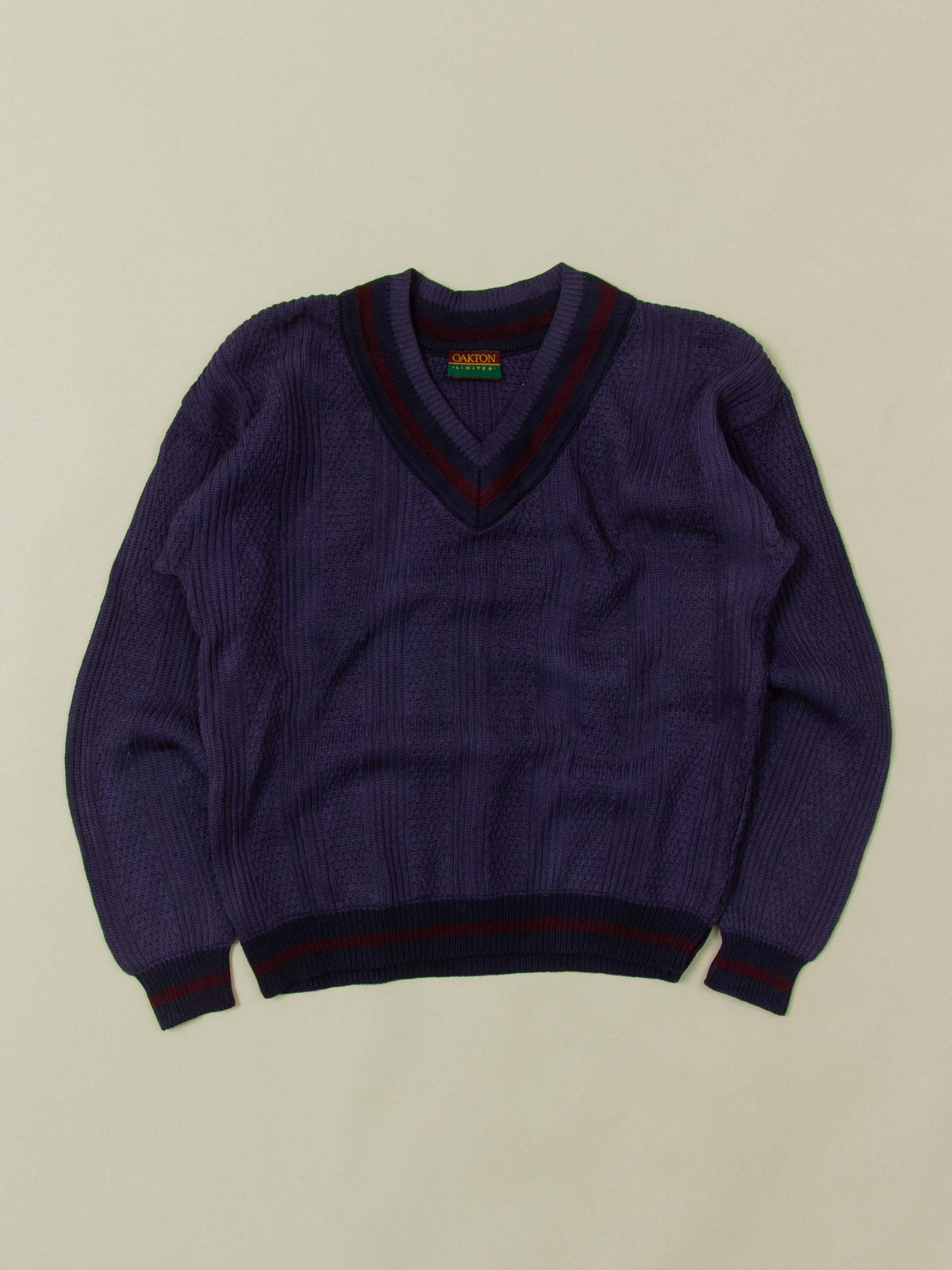 Vtg 1980s V-Neck Cricket Cotton Sweater – Made in USA (L)