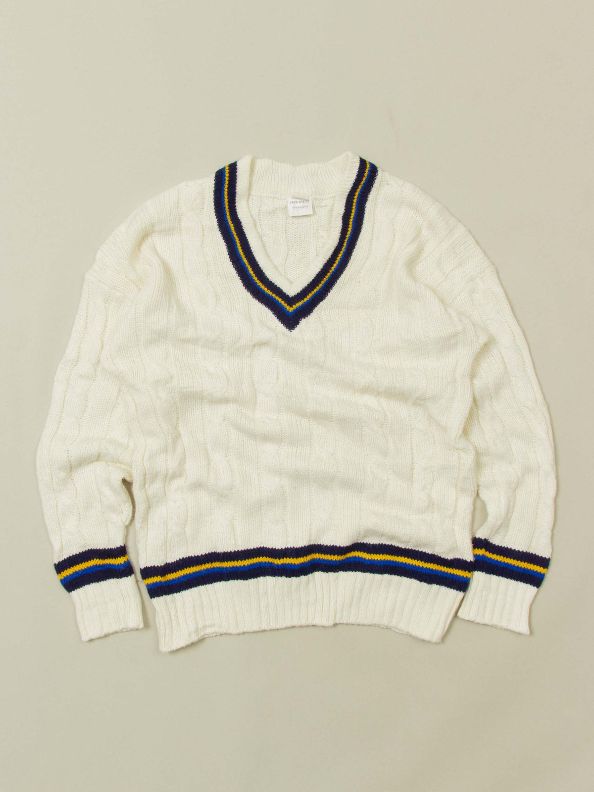 Vtg 1990s V-Neck Cricket Sweater – Made in England (L)