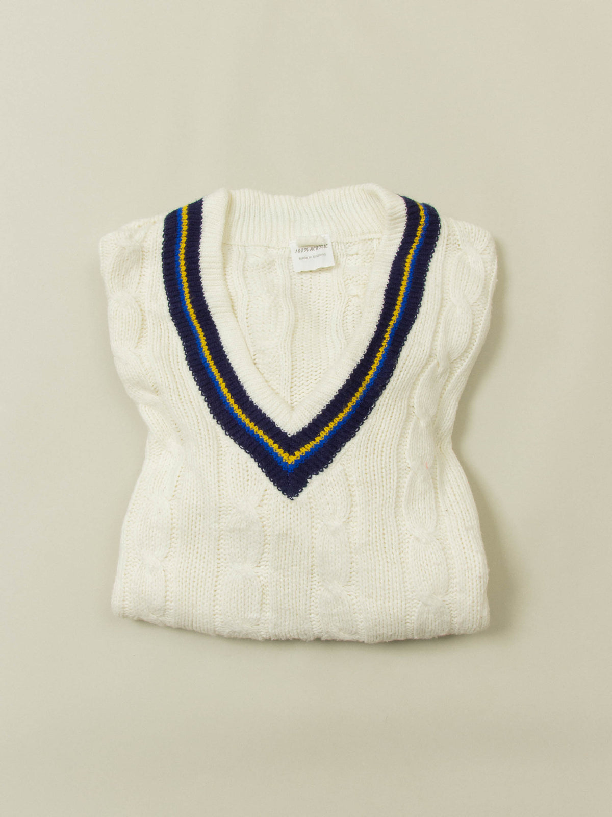 Vtg 1990s V-Neck Cricket Sweater – Made in England (L)
