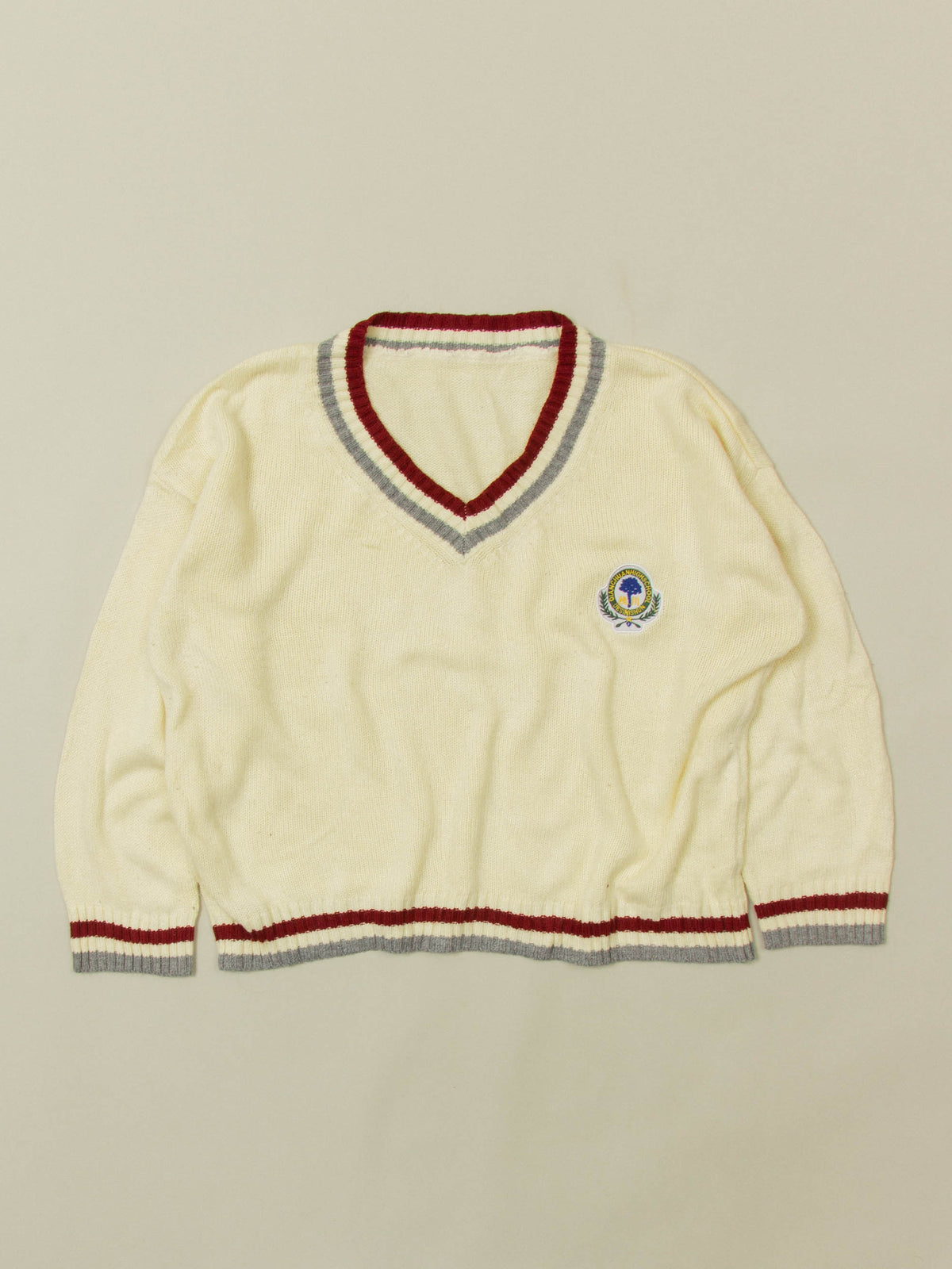 Vtg 1990s V-Neck Highschool Cricket Sweater (M)