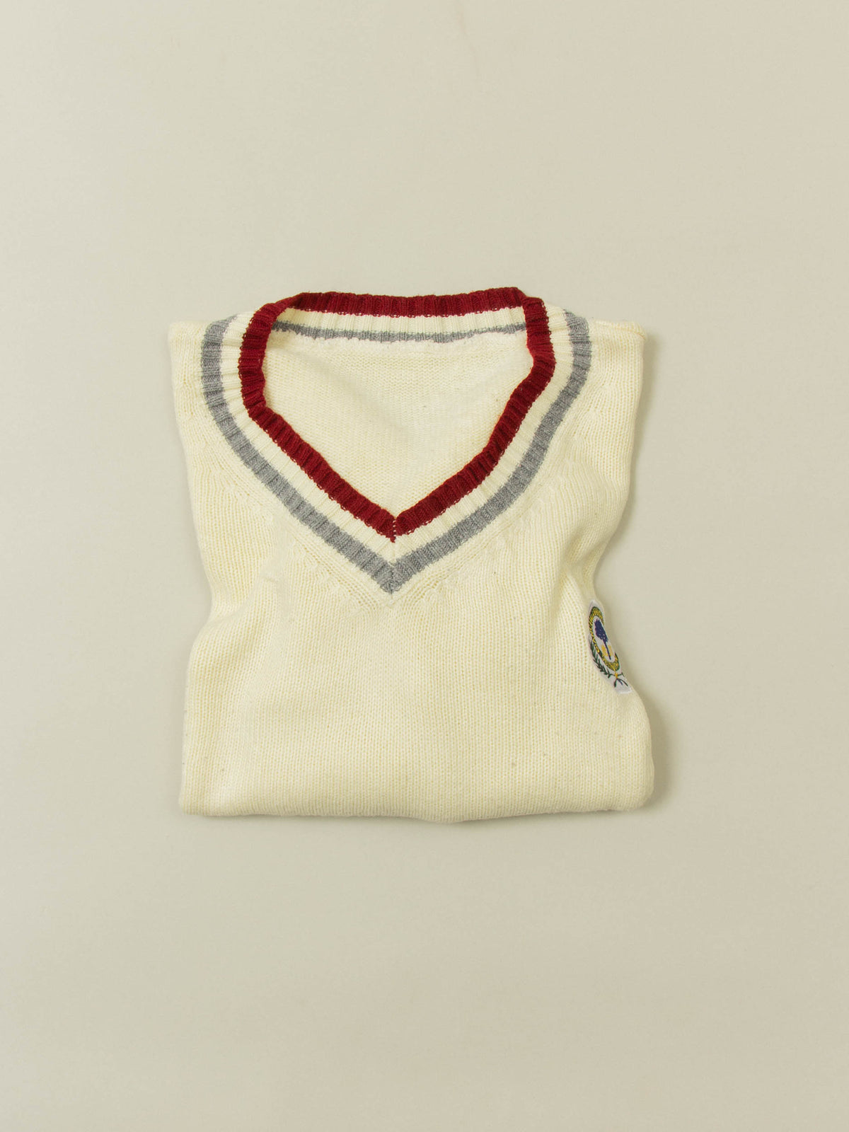 Vtg 1990s V-Neck Highschool Cricket Sweater (M)