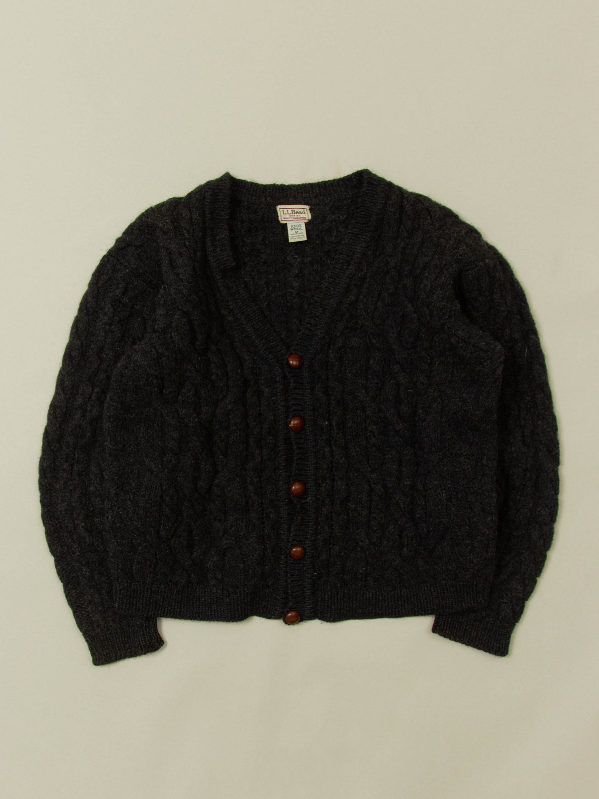 Vtg 1980s L.L. Bean Wool Cardigan – Made in Ireland (M)