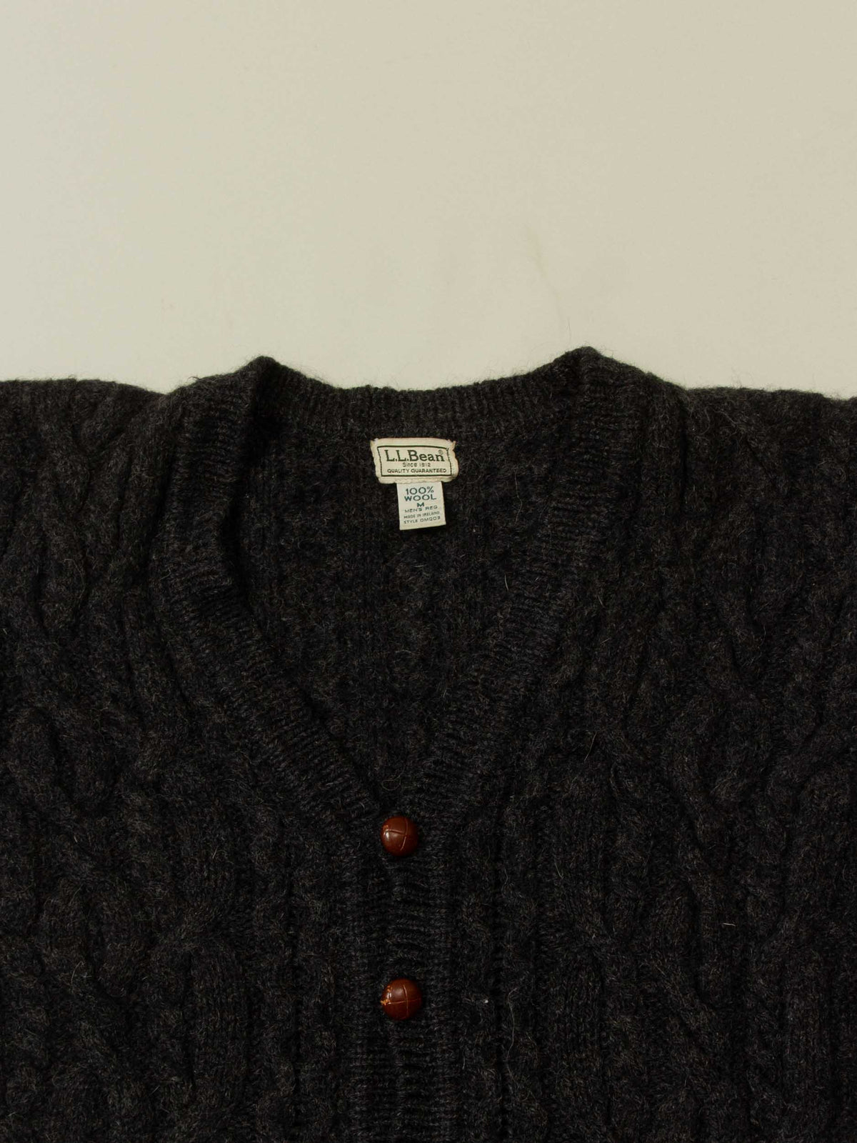 Vtg 1980s L.L. Bean Wool Cardigan – Made in Ireland (M)