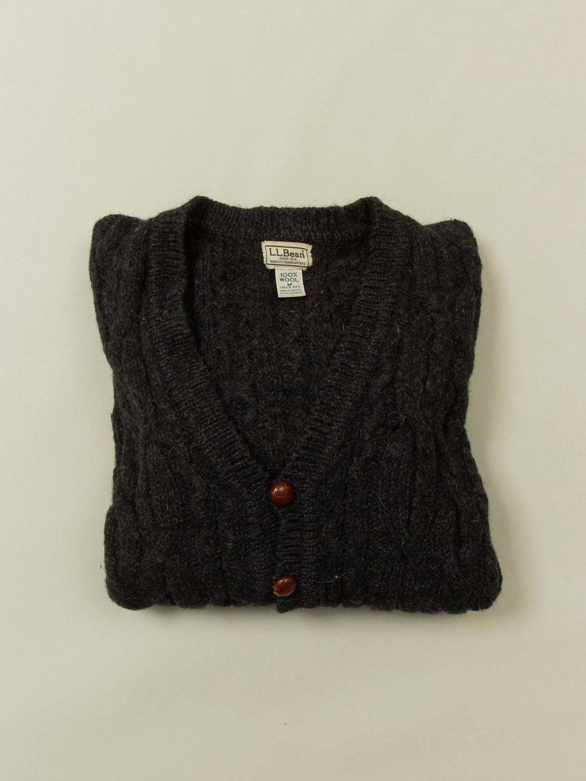 Vtg 1980s L.L. Bean Wool Cardigan – Made in Ireland (M)