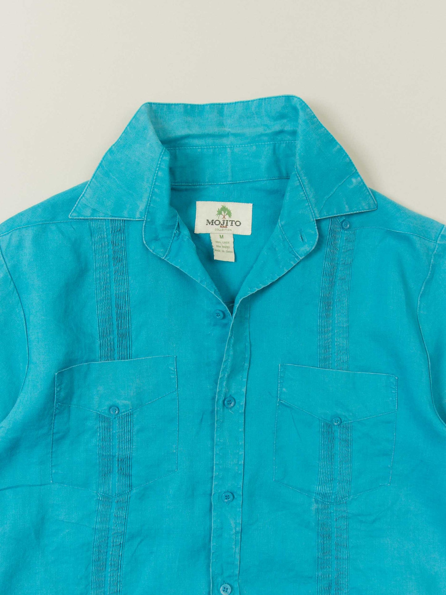 Vtg 1990s Short Sleeve Linen Cuban Shirt (M)