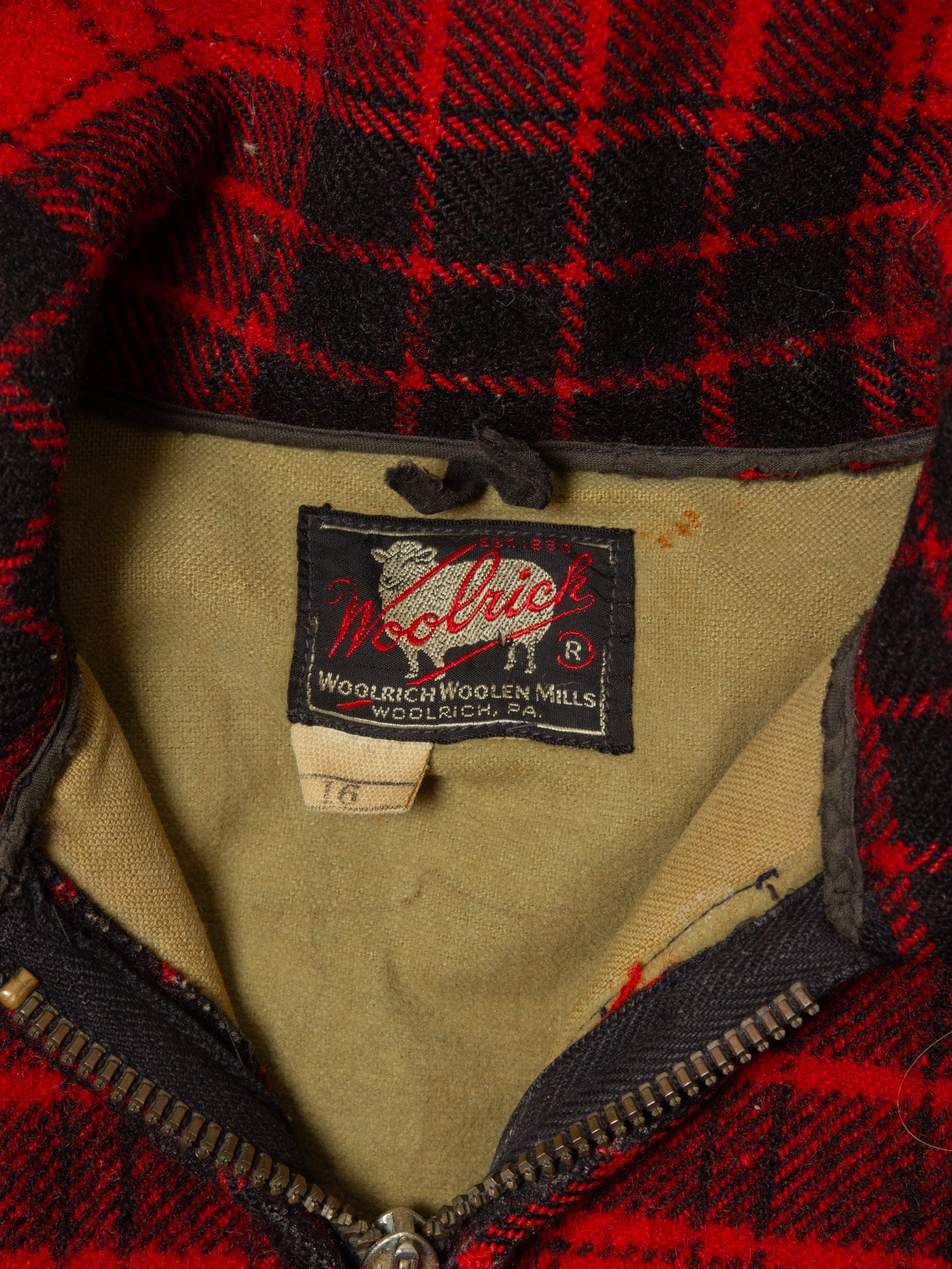 Vtg 1950s Woolrich Buffalo Plaid Hunting Jacket (XS)