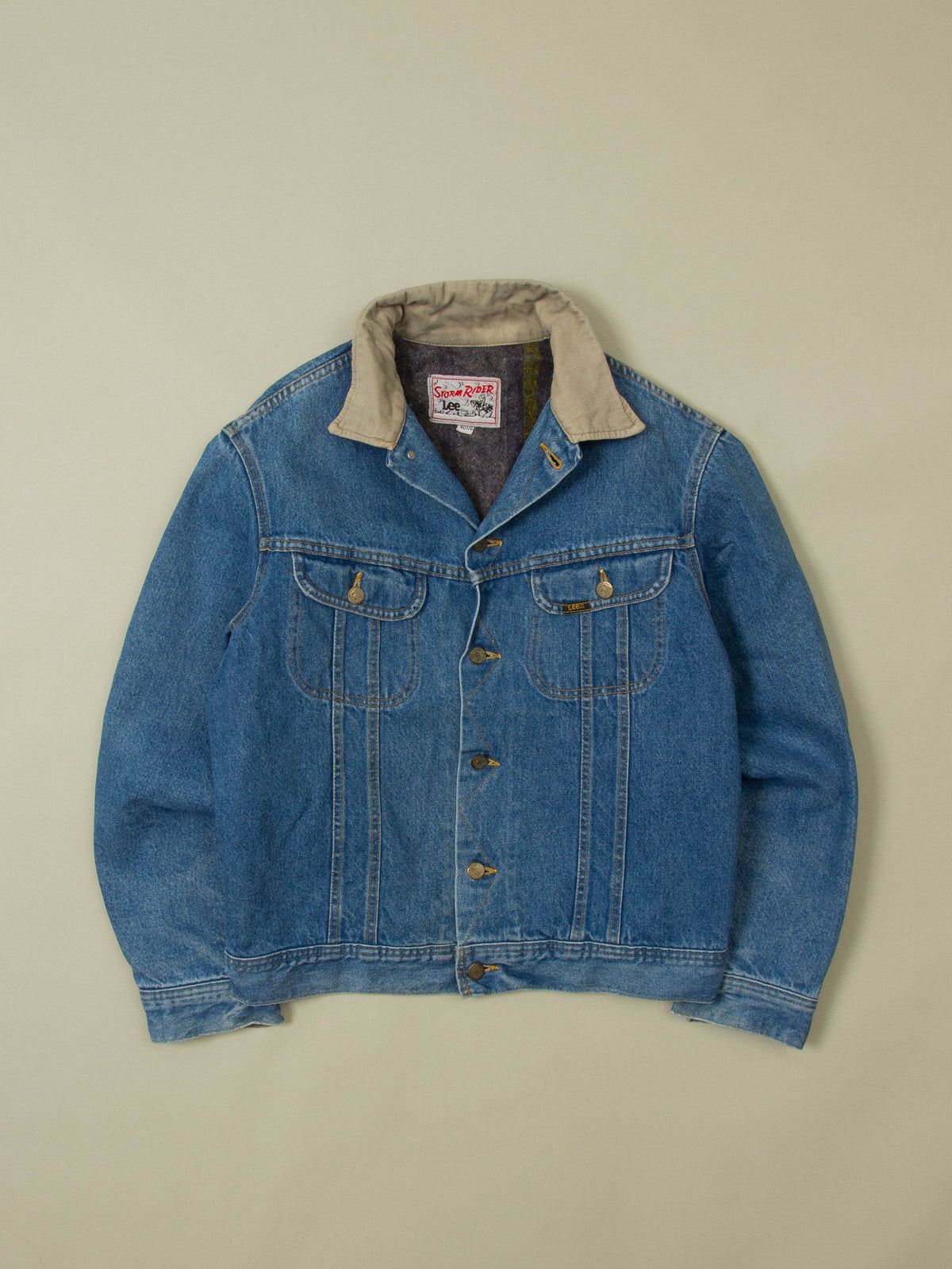 Vtg 1970s Lee Storm Rider Lined Denim jacket - Made in USA (L)