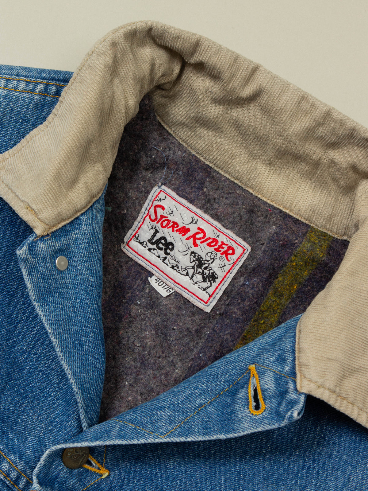Vtg 1970s Lee Storm Rider Lined Denim jacket - Made in USA (L)