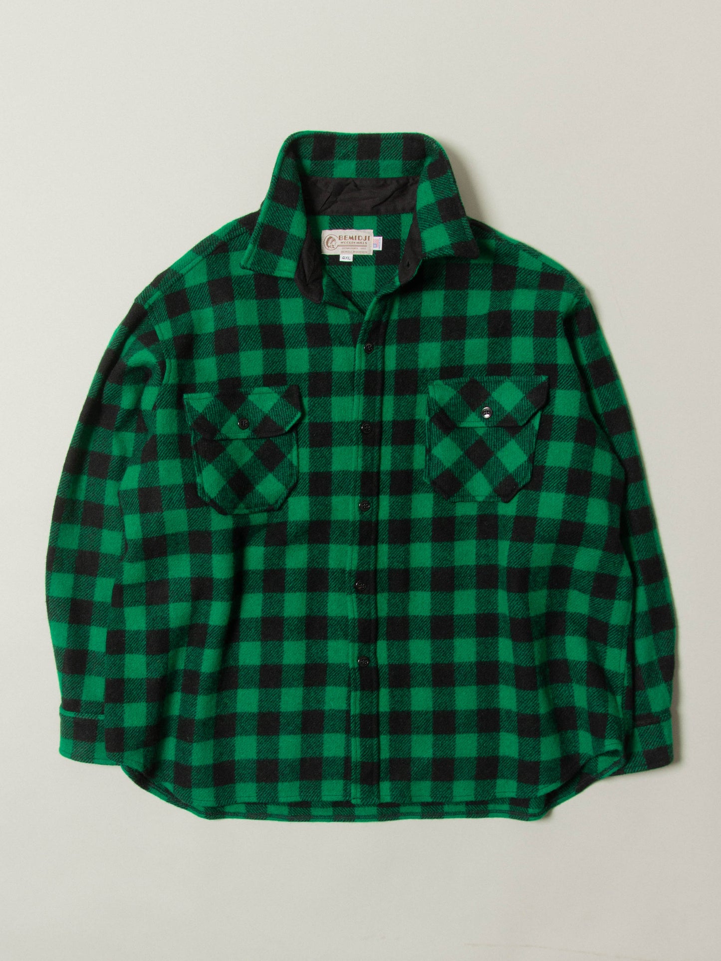 Vtg 1980s Plaid Wool Shirt - Made in USA (4XL)