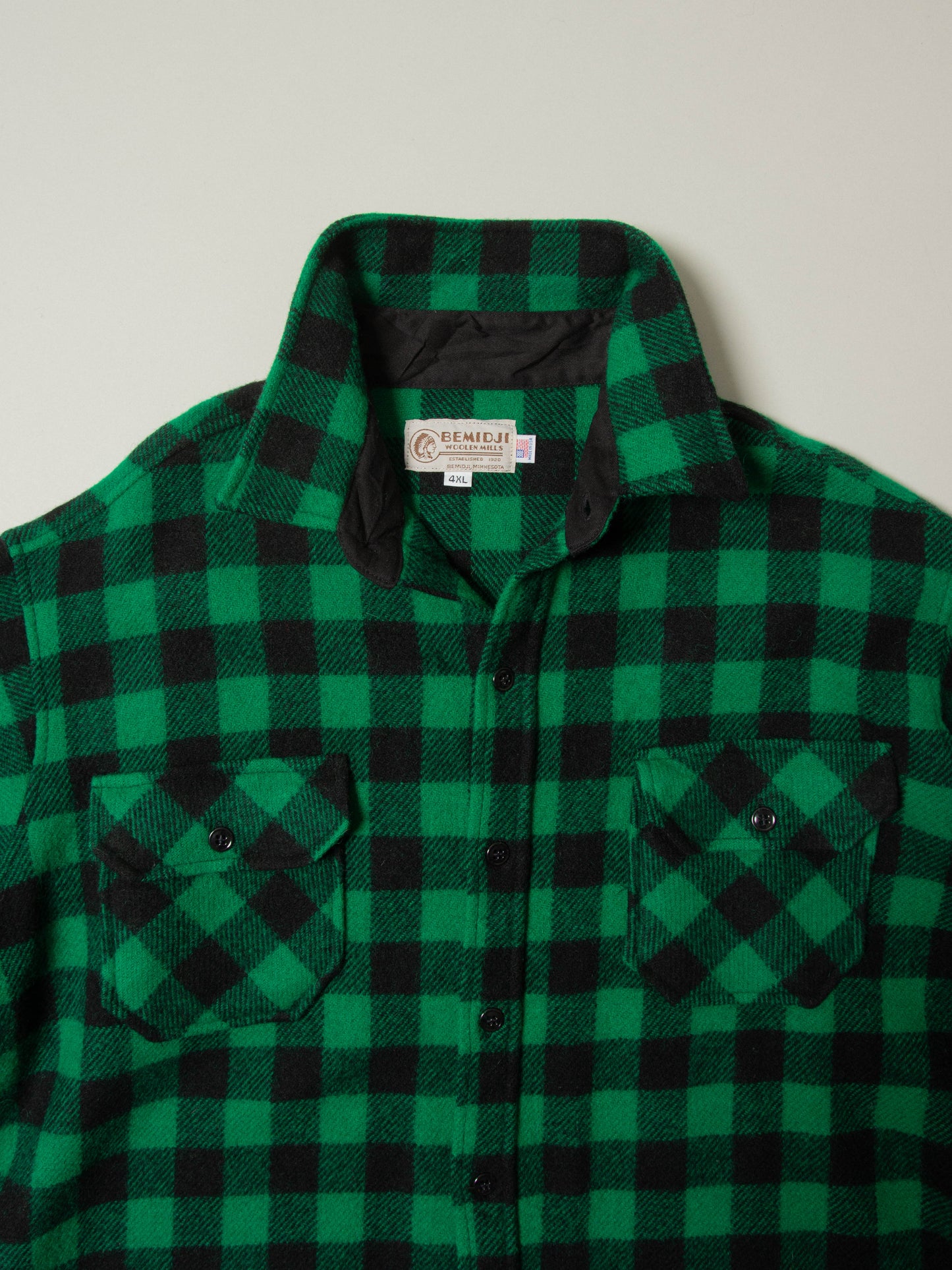 Vtg 1980s Plaid Wool Shirt - Made in USA (4XL)