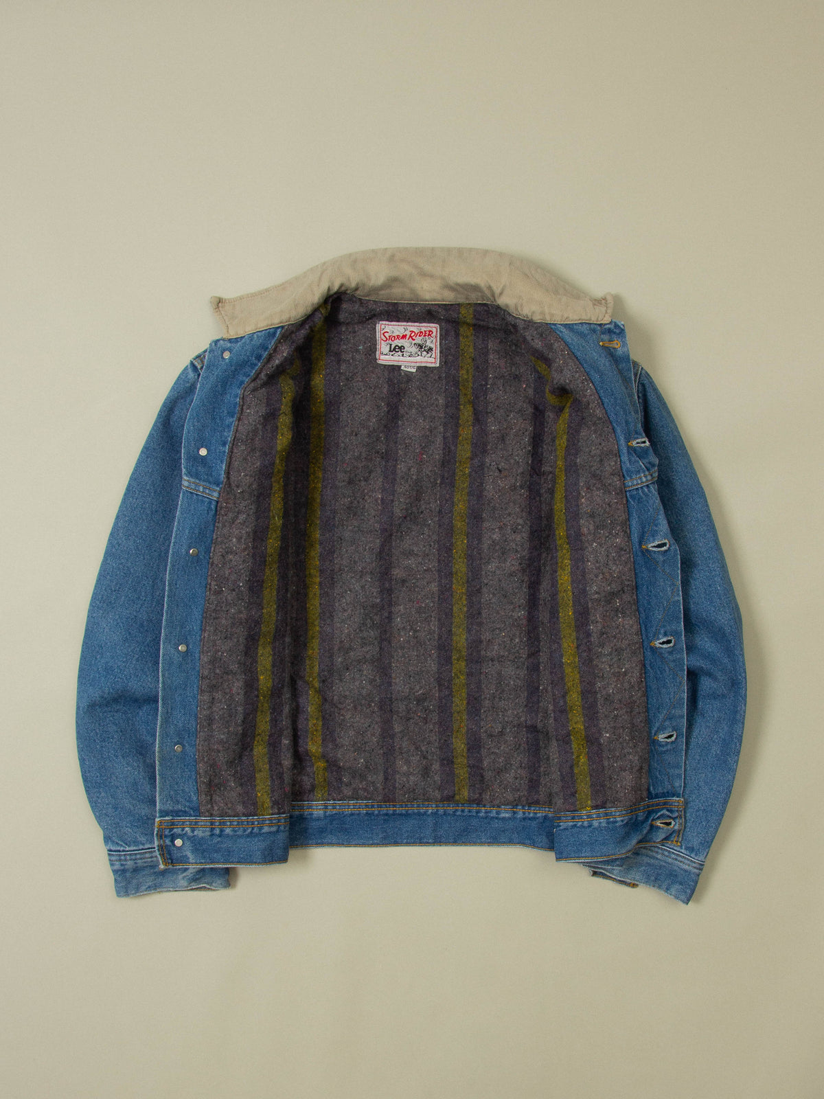 Vtg 1970s Lee Storm Rider Lined Denim jacket - Made in USA (L)