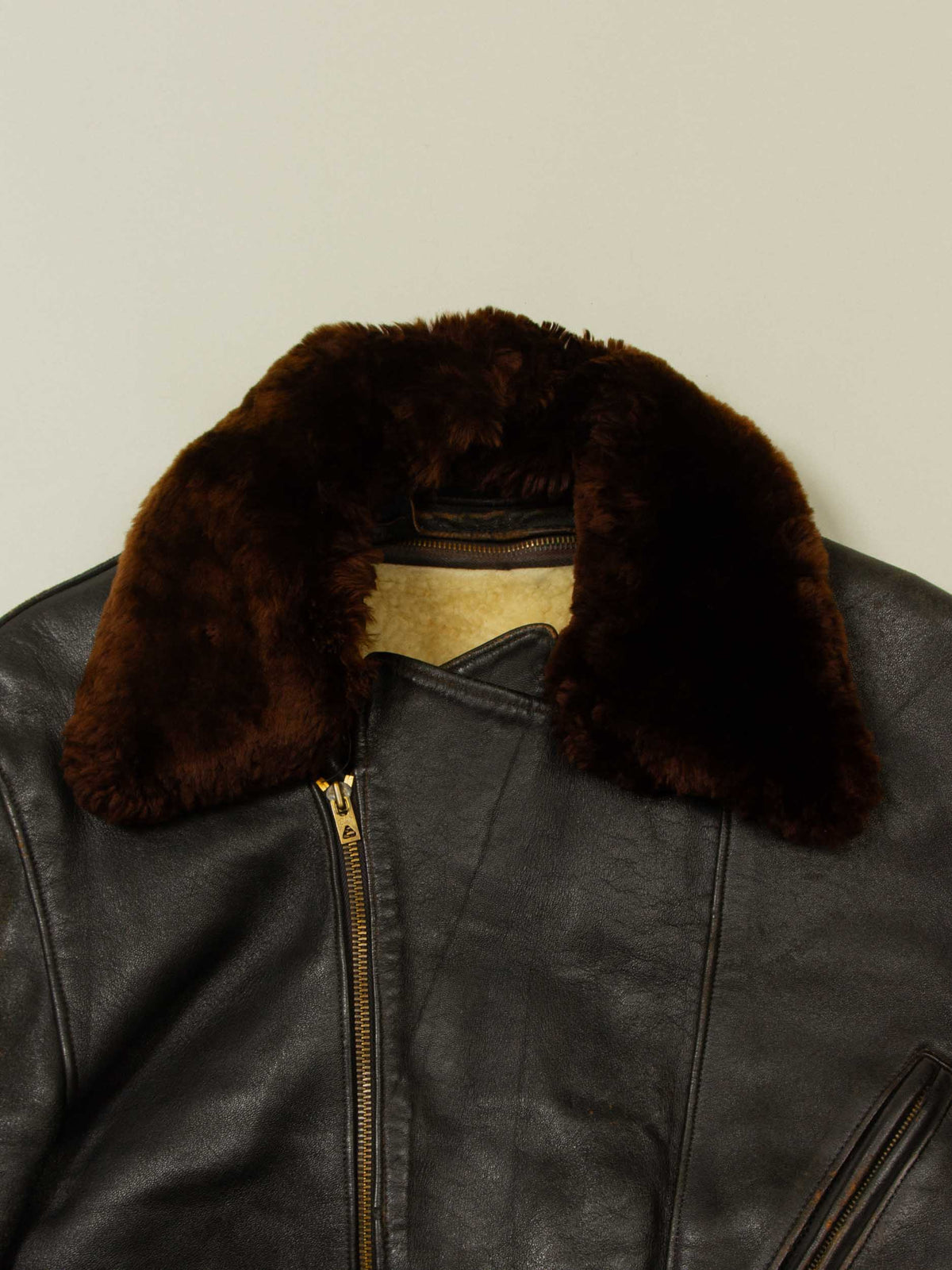 Vtg 1960s Lined Leather Motorcycle Jacket (M)