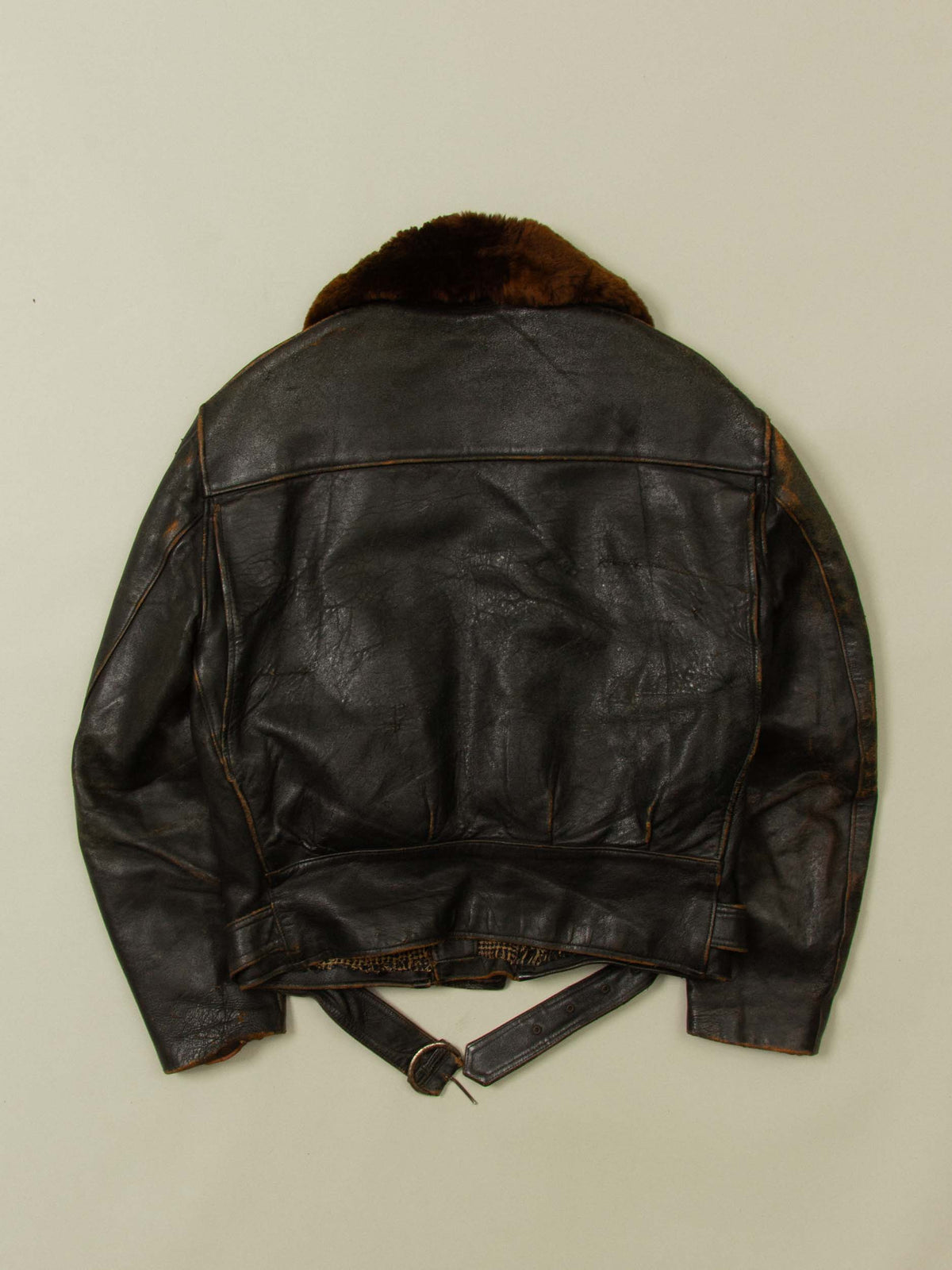 Vtg 1960s Lined Leather Motorcycle Jacket (M)