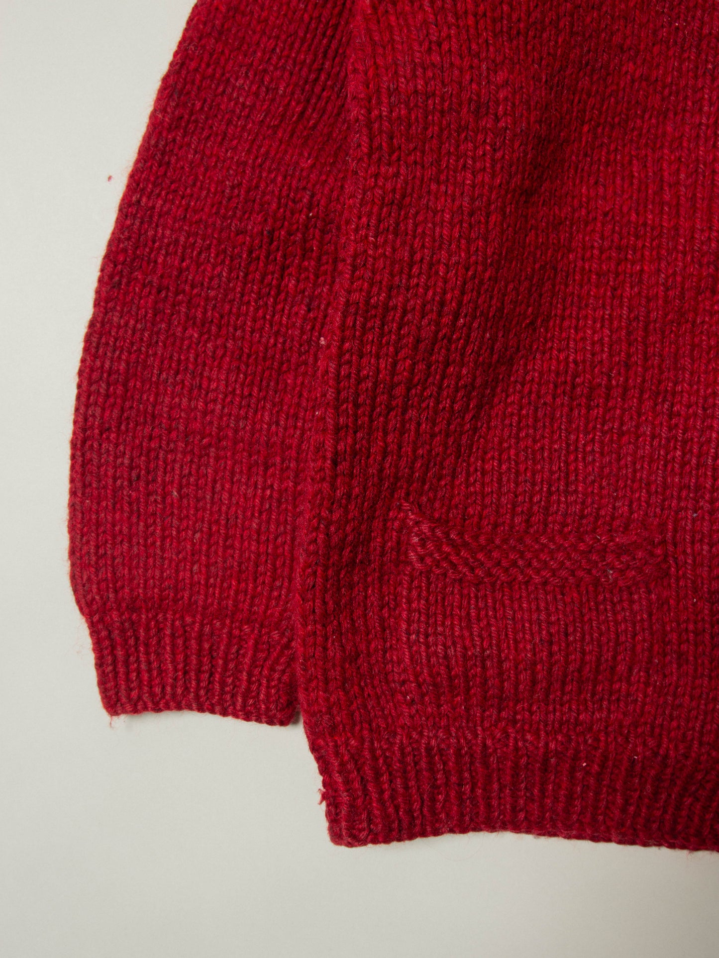 Vtg 1960s Burgundy Cowichan Wool Sweater (S)