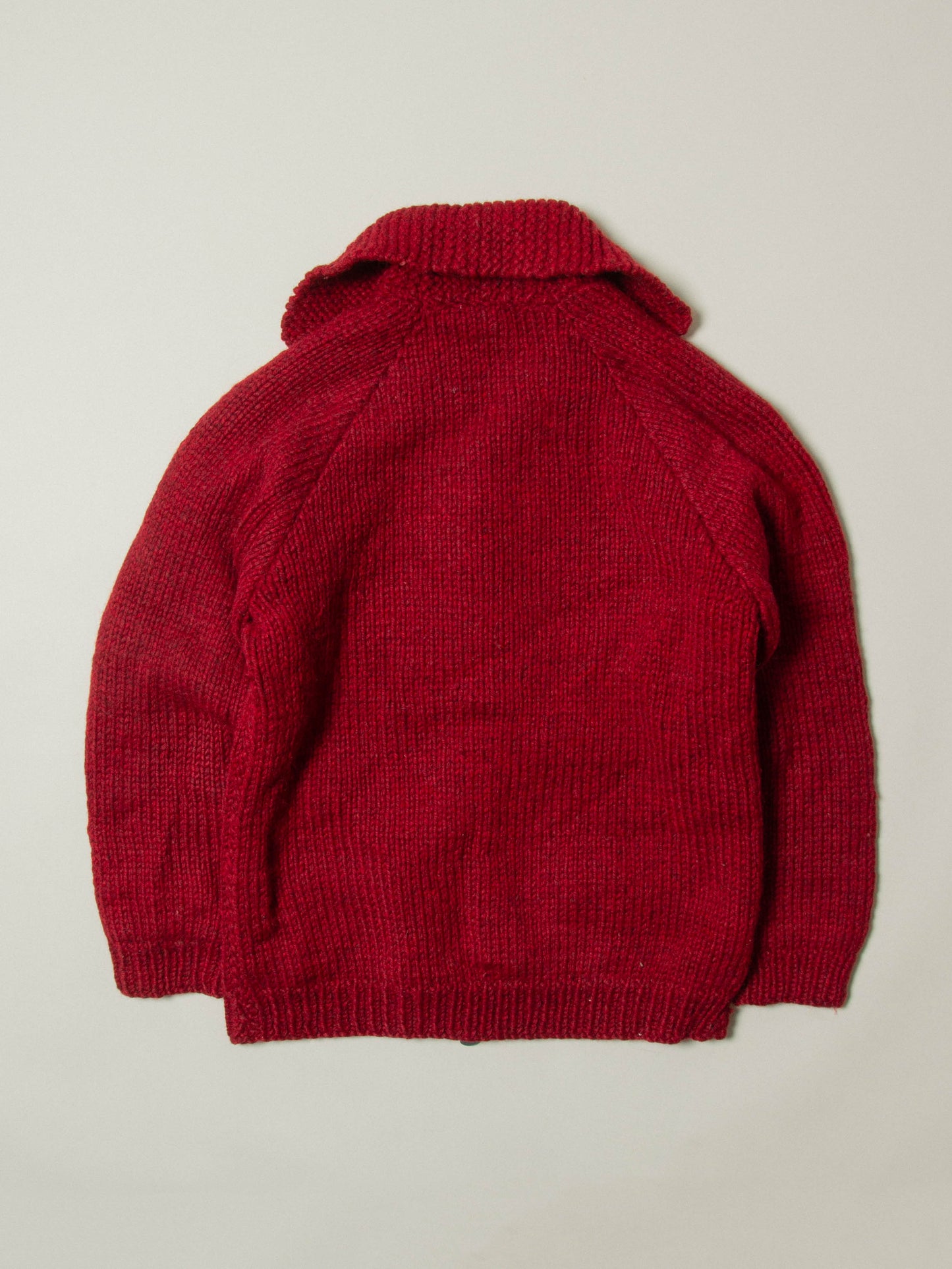 Vtg 1960s Burgundy Cowichan Wool Sweater (S)