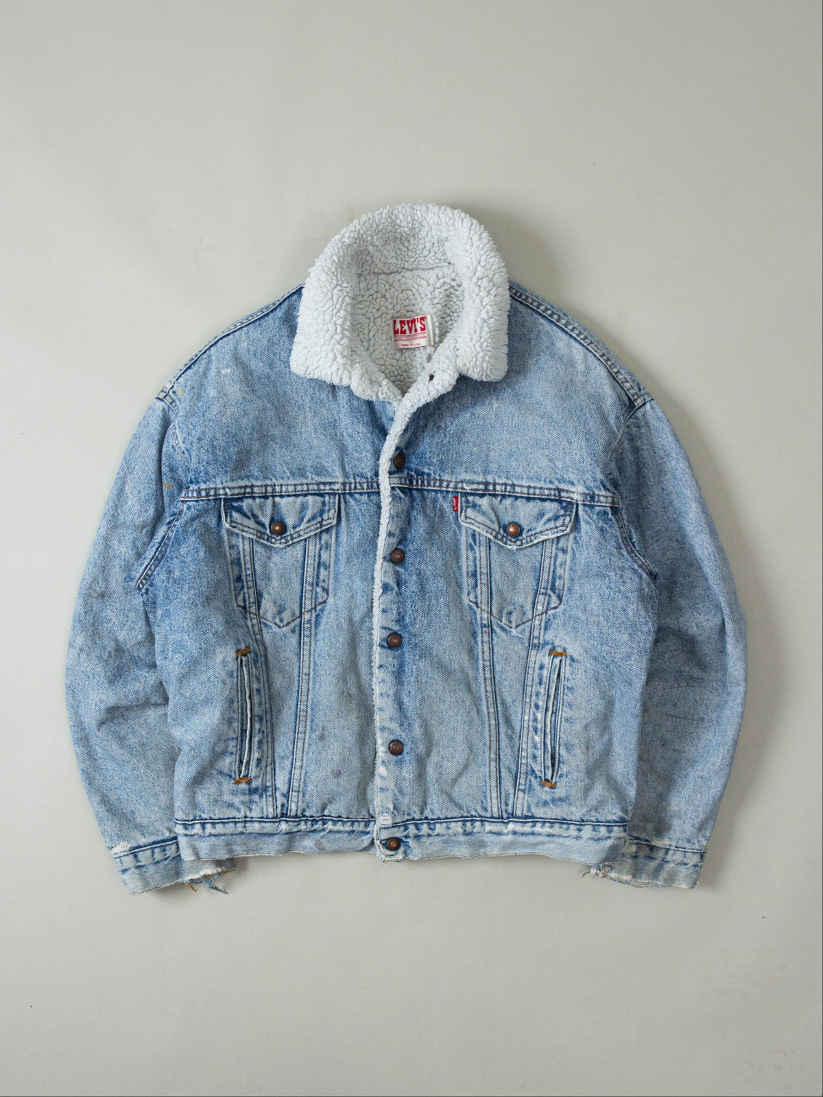 Vtg 1980s Levi's Sherpa Lined Denim Jacket - Made in USA (L)