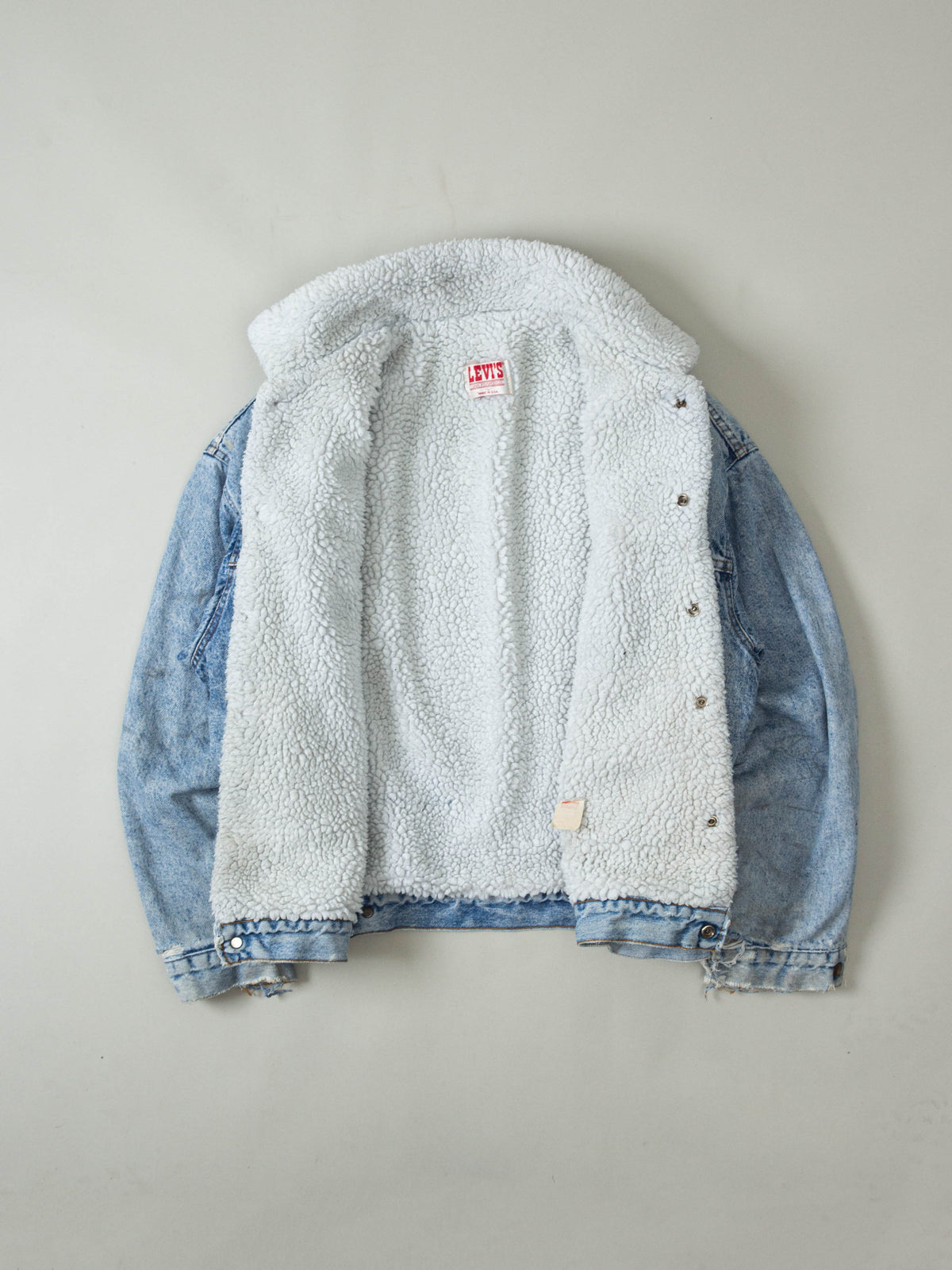 Vtg 1980s Levi's Sherpa Lined Denim Jacket - Made in USA (L)