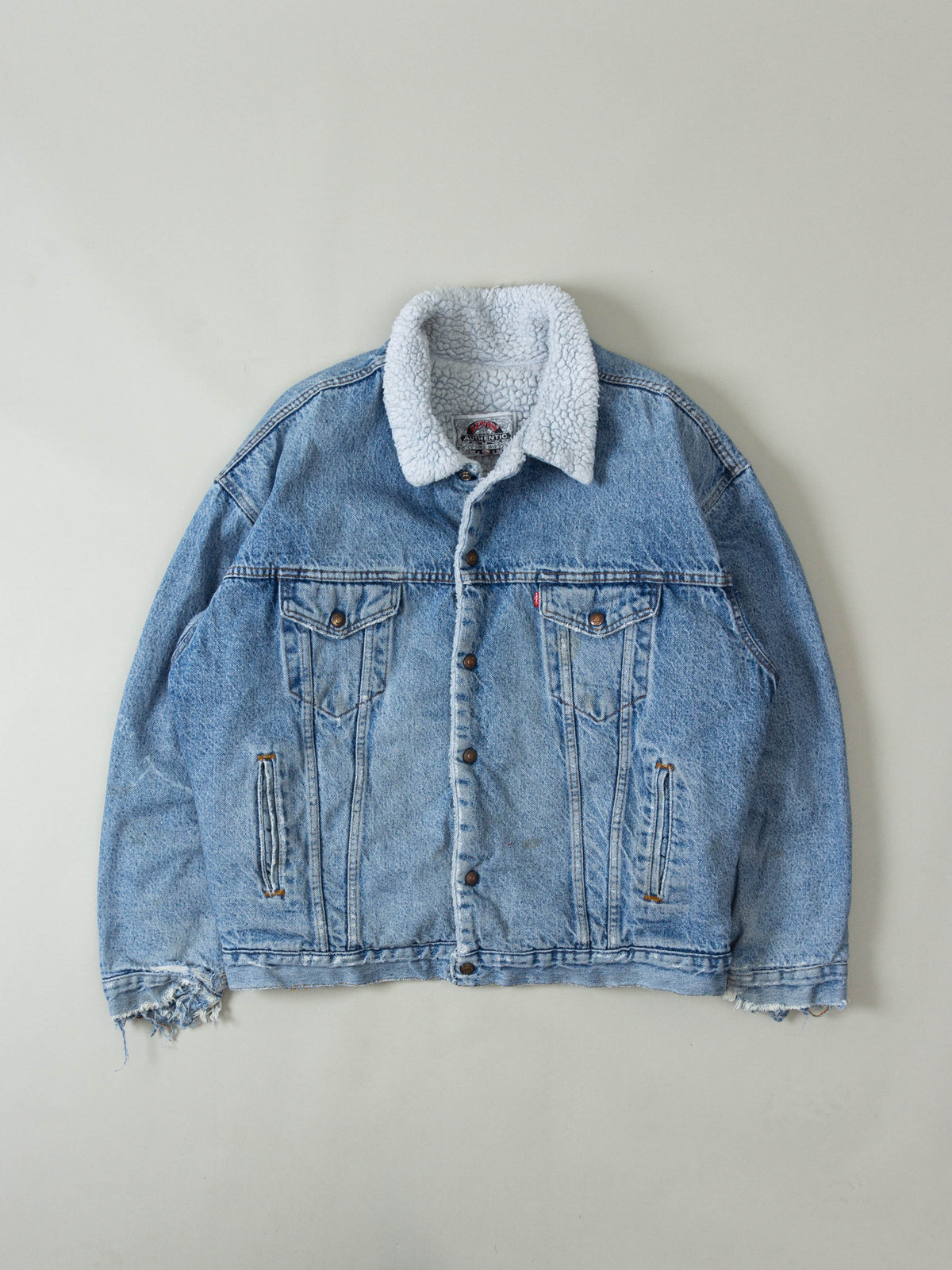 Vtg 1980s Levi's Sherpa Lined Denim Jacket - Made in USA (XL)