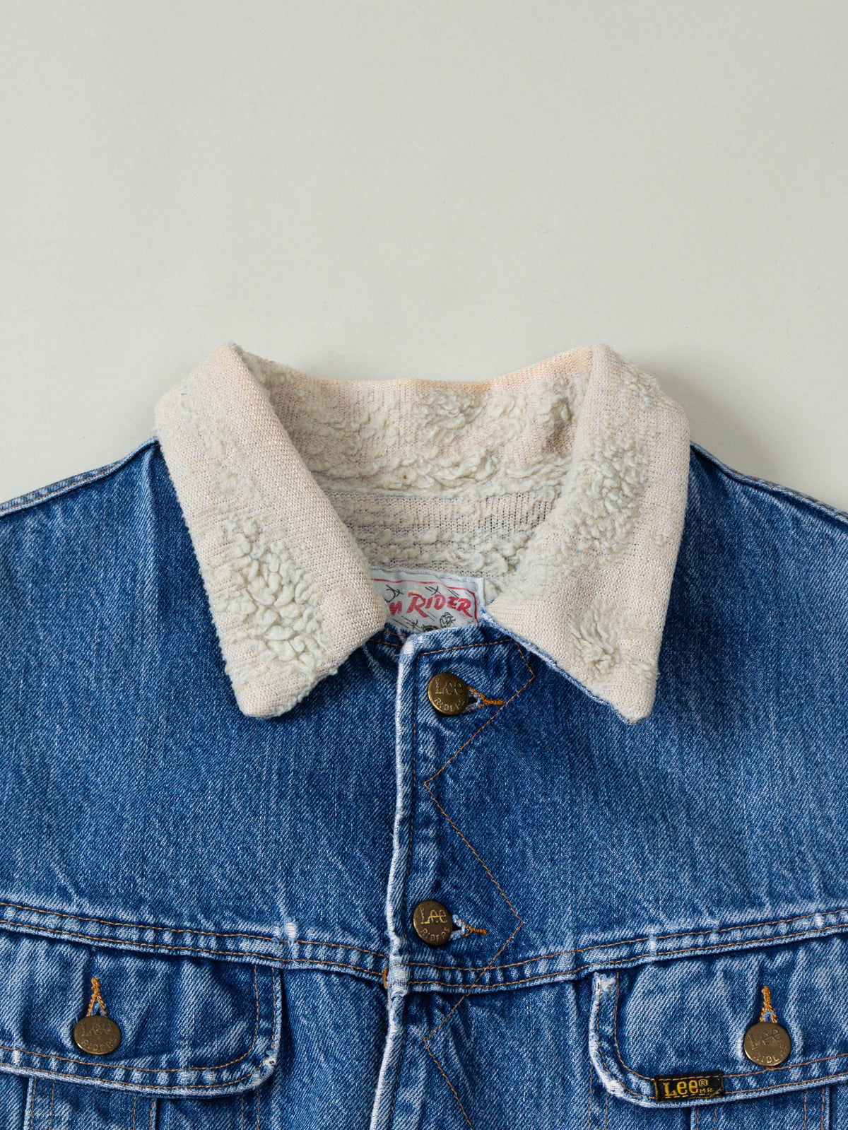 Vtg 1970s Lee Storm Rider Sherpa Denim Jacket - Made in USA (L)
