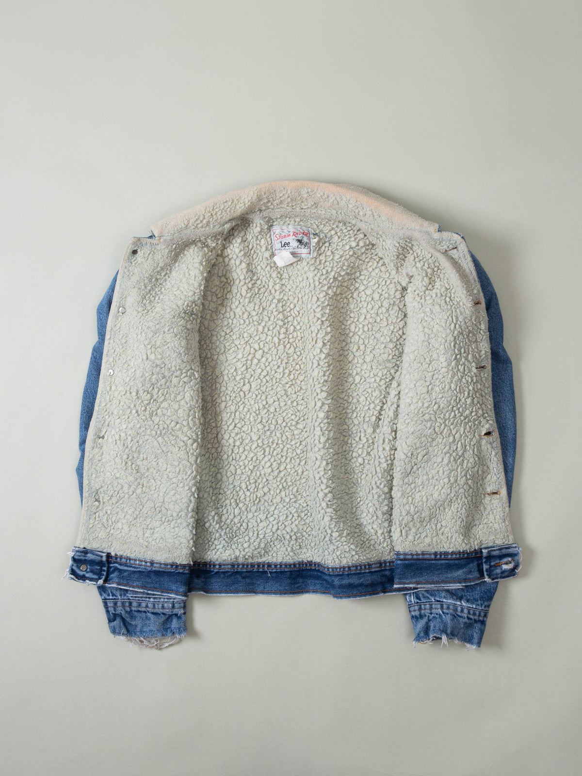 Vtg 1970s Lee Storm Rider Sherpa Denim Jacket - Made in USA (L)