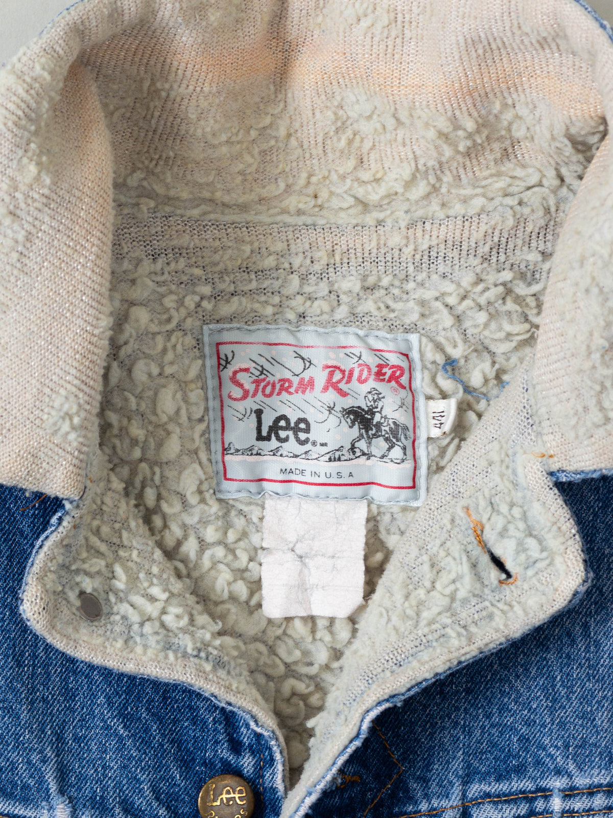 Vtg 1970s Lee Storm Rider Sherpa Denim Jacket - Made in USA (L)