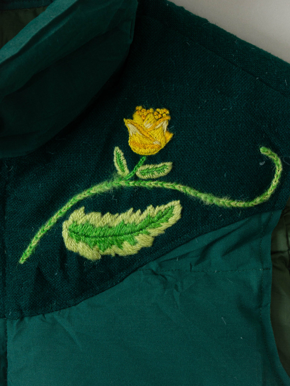 Vtg 1970s Embroidered Western Down Vest - Made in USA (M)