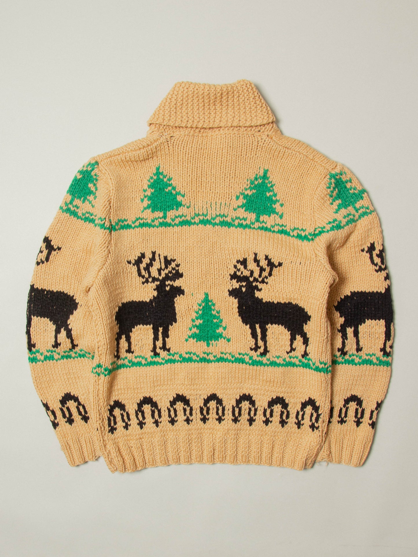 Vtg 1960s Heavy Cowichan Wool Sweater (L)