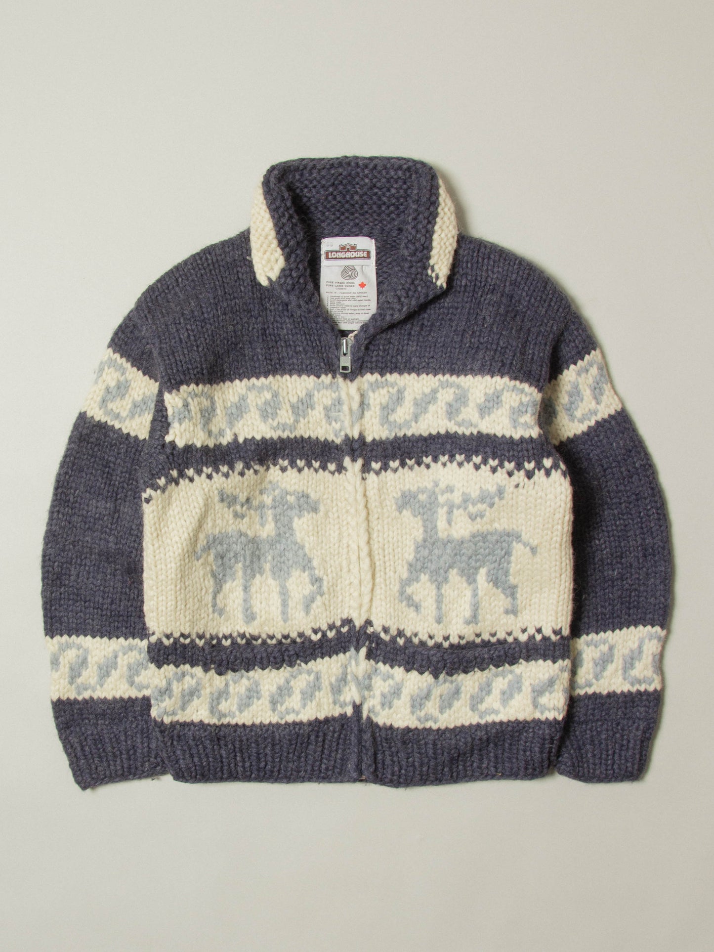 Vtg 1980s Heavy Cowichan Wool Sweater - Made in Canada (M)