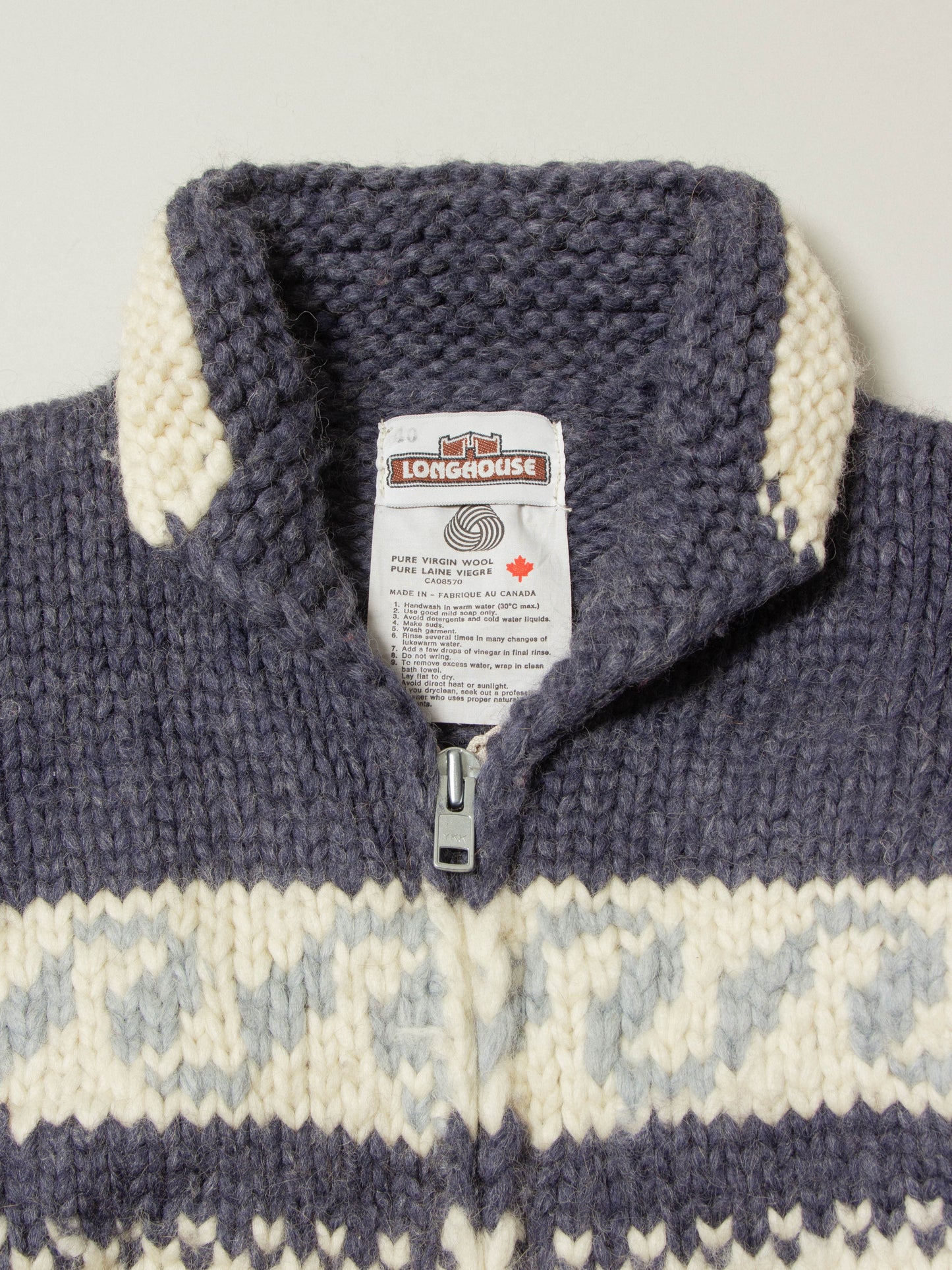 Vtg 1980s Heavy Cowichan Wool Sweater - Made in Canada (M)