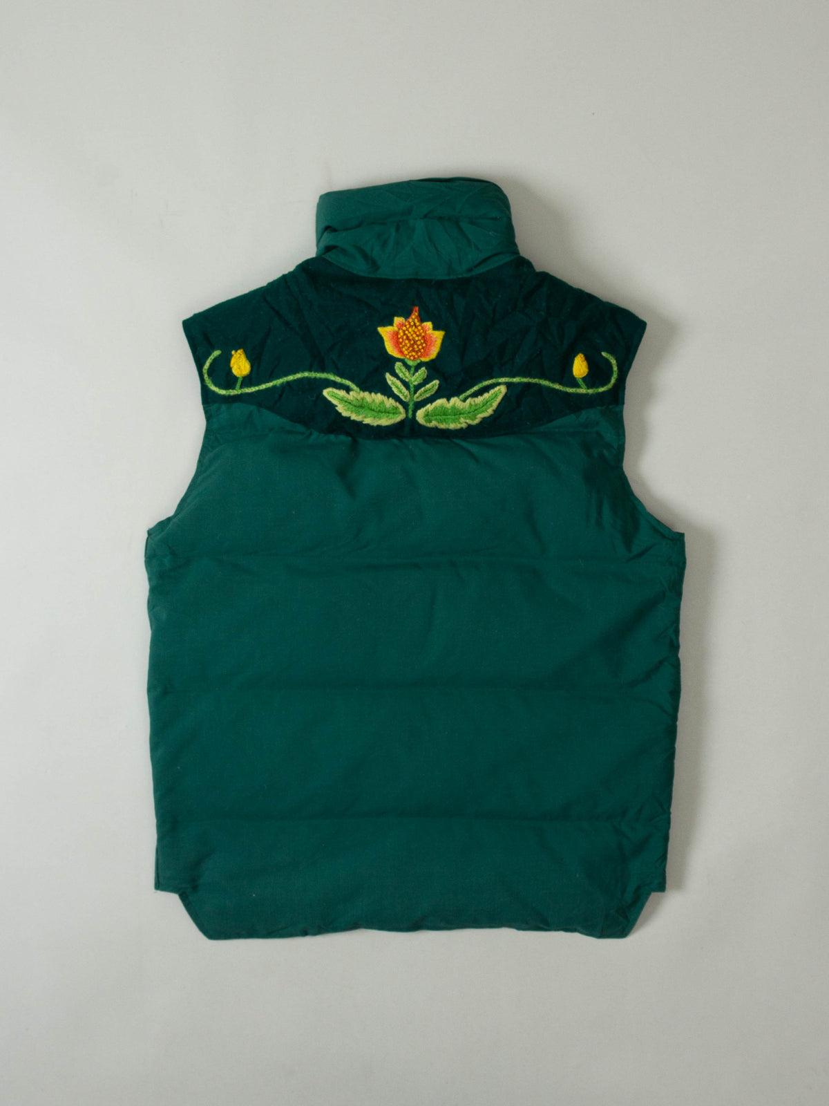 Vtg 1970s Embroidered Western Down Vest - Made in USA (M)