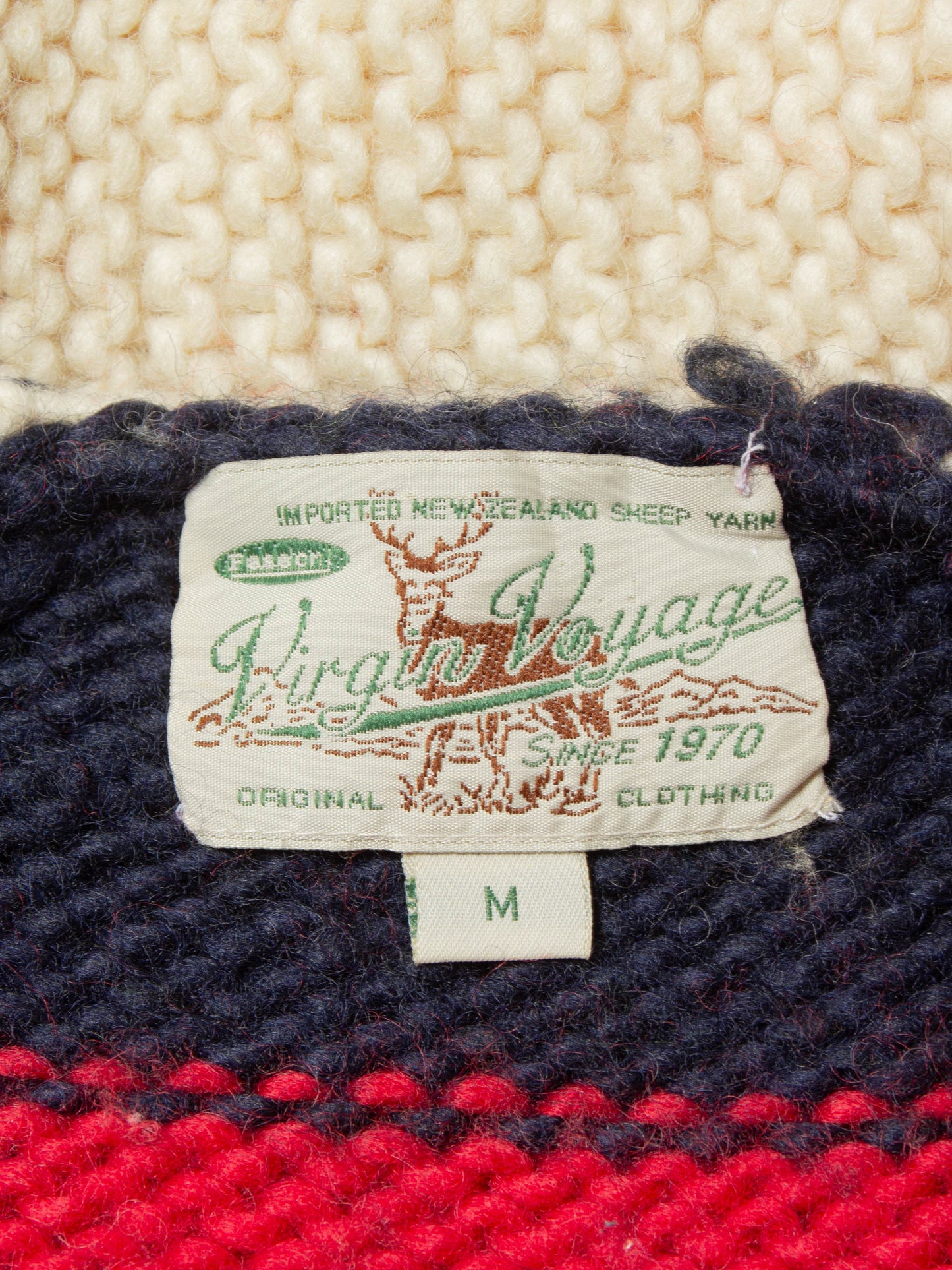 Vtg 1990s Striped Heavy Cowichan Wool Sweater (M)