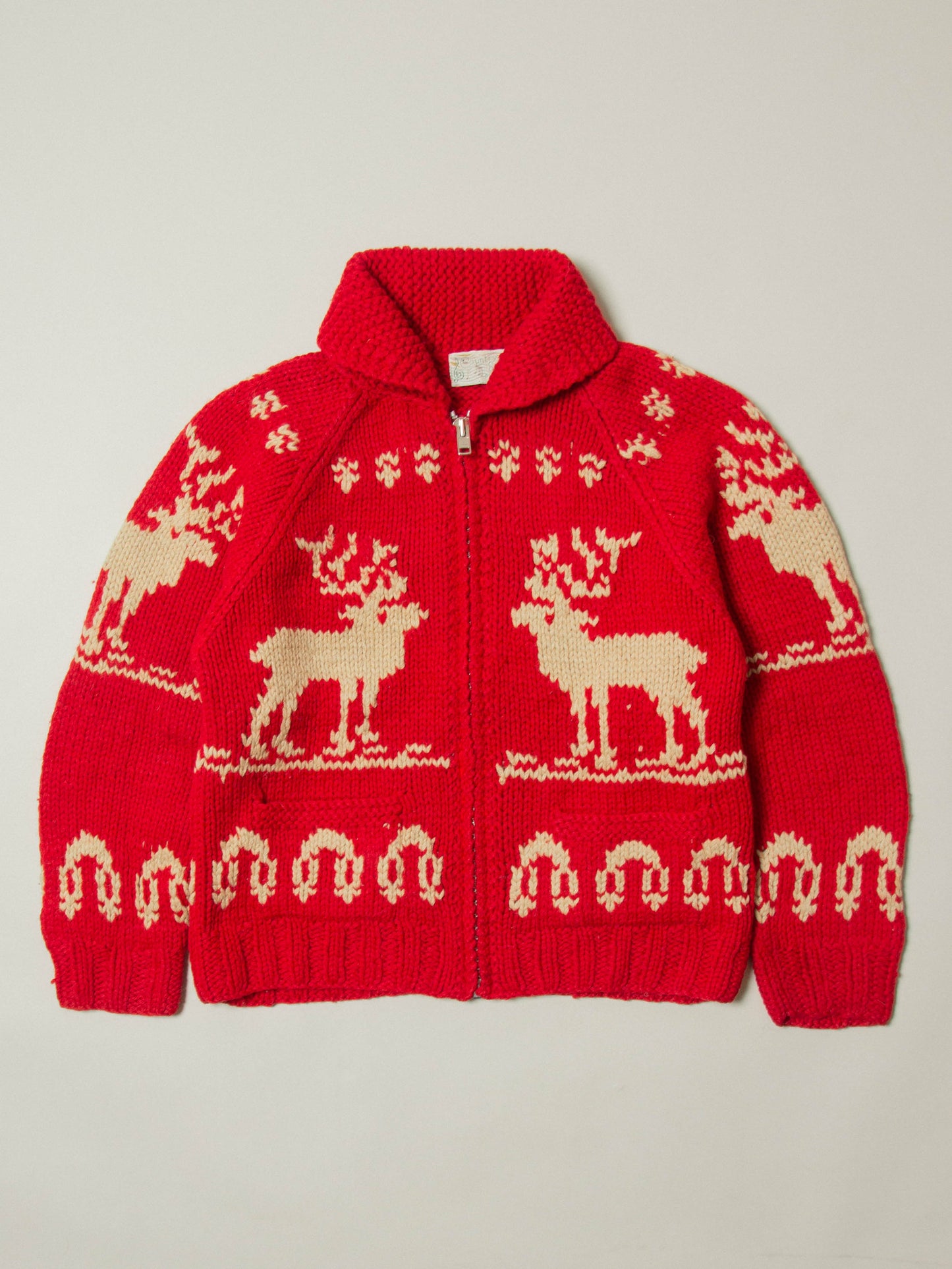 Vtg 1970s Heavy Cowichan Wool Sweater (S)